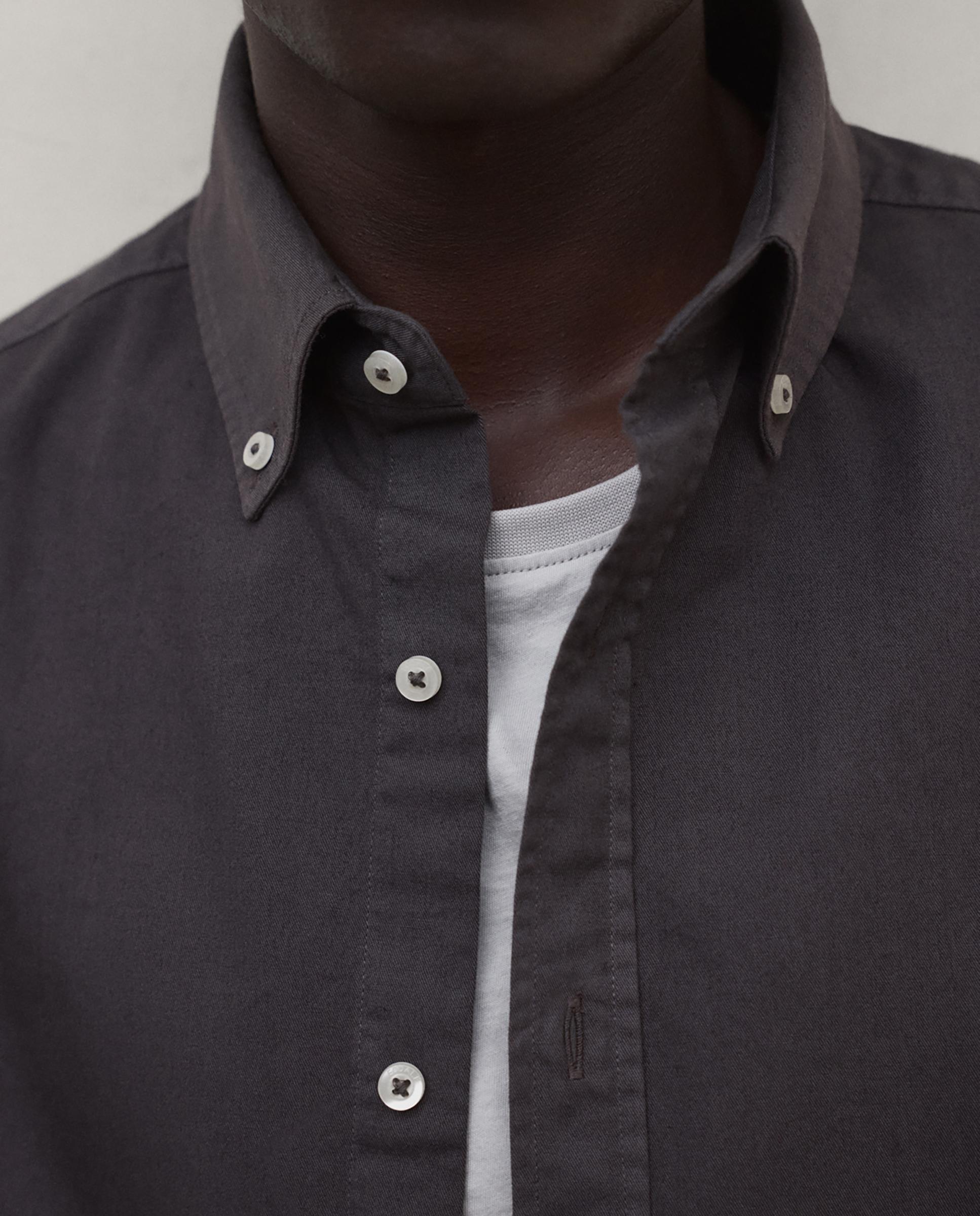 Camisa de hombre antejo con cierre de botones y corte regular - Ecoalf - Gris oscuro Gris oscuro-5