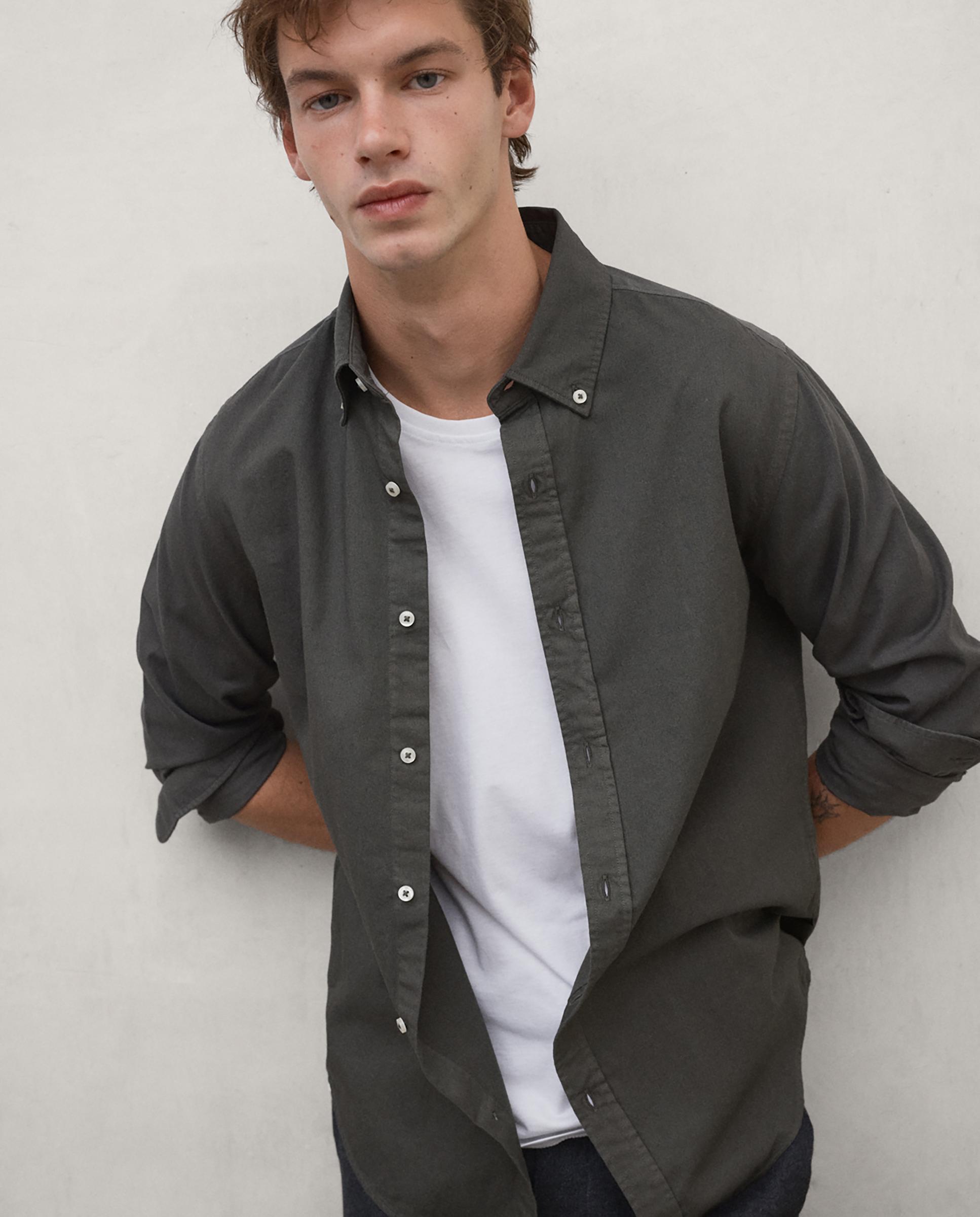 Camisa de hombre antejo con cierre de botones y corte regular - Ecoalf - Verde Verde-1