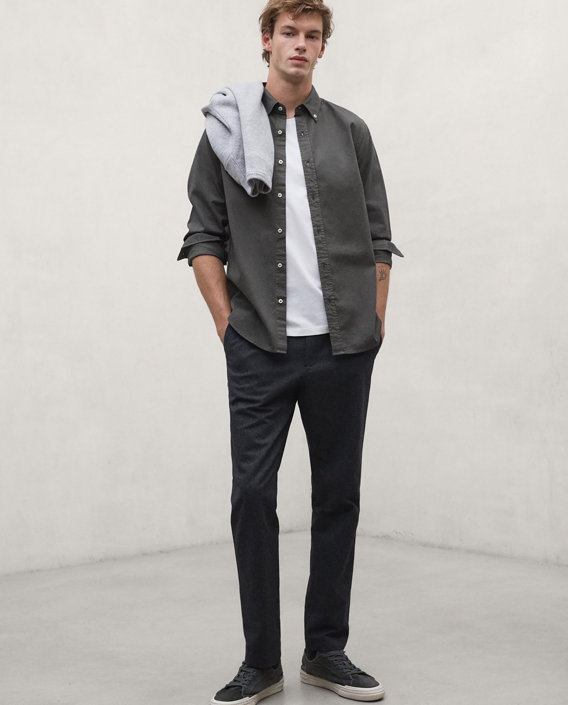 Camisa de hombre antejo con cierre de botones y corte regular - Ecoalf - Verde Verde-3