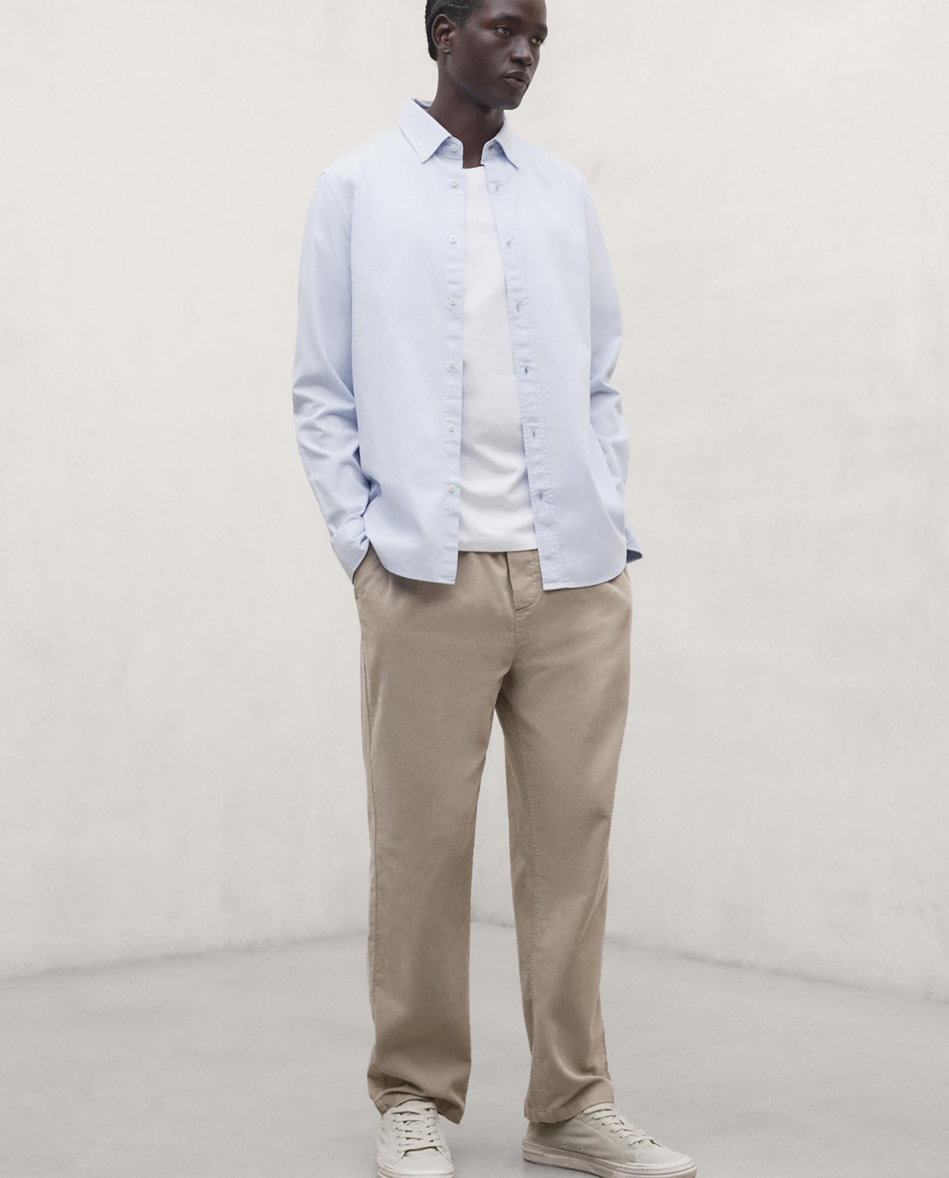 Camisa de hombre antejo con cierre de botones y corte regular - Ecoalf - Azul Azul-1