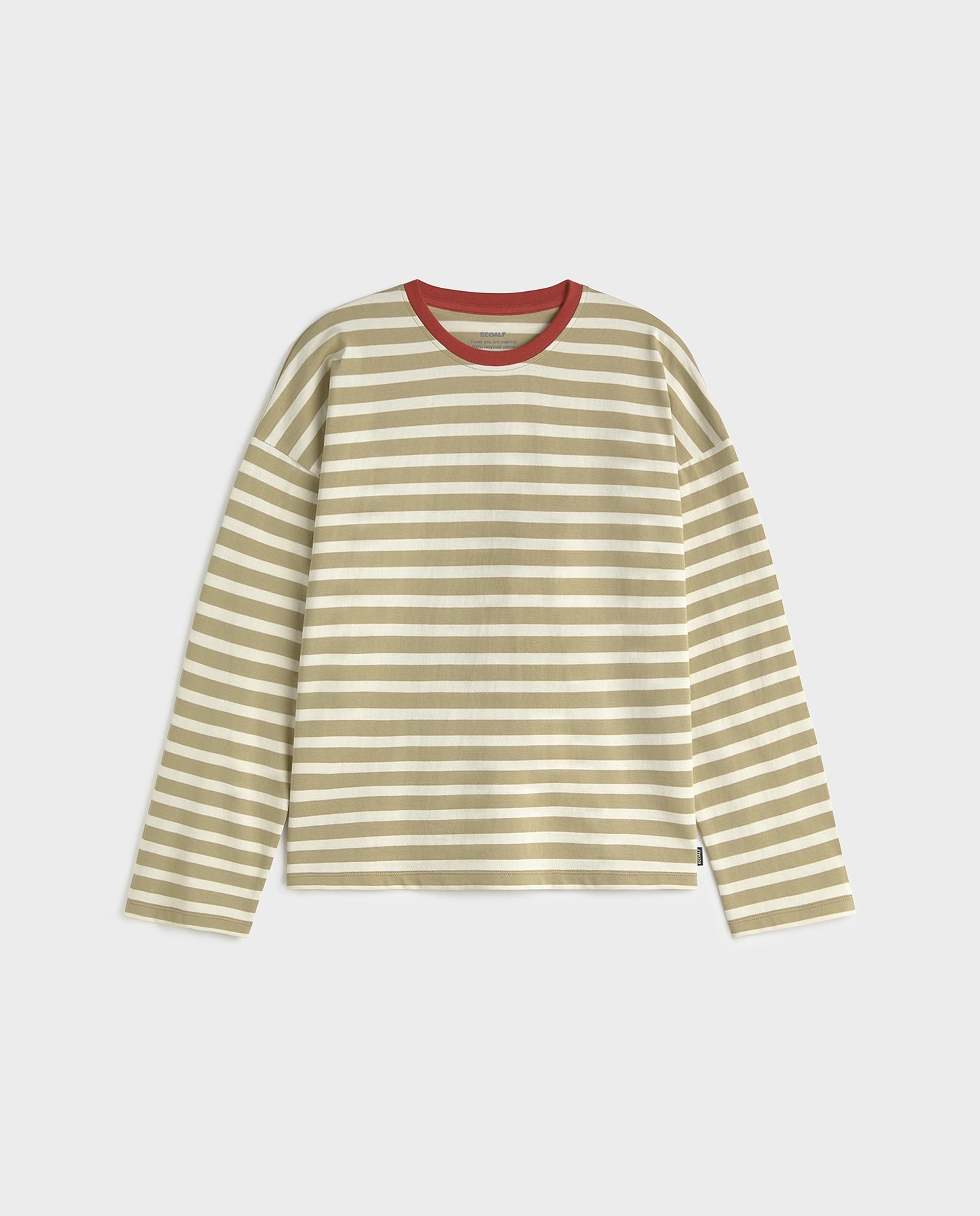 Camiseta de mujer 100% de algodón reciclado de rayas bergami - Ecoalf - Acacia / Blanco Acacia / Blanco-4