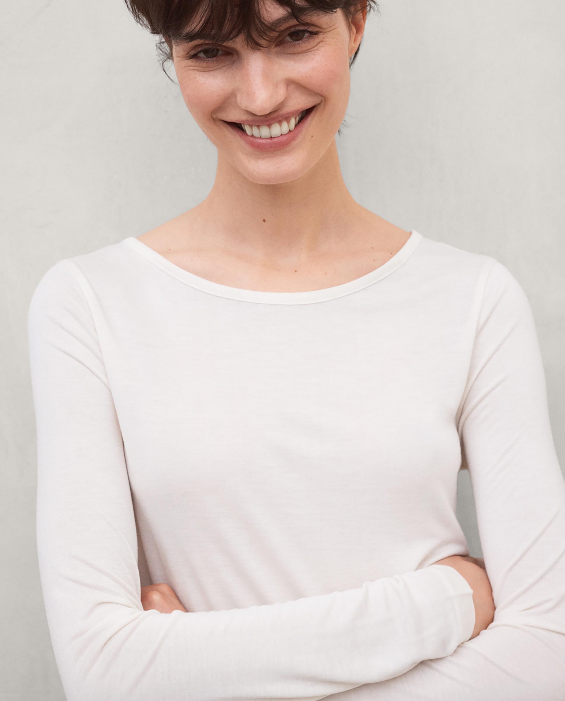 Camiseta de mujer bolona de manga larga - Ecoalf - Blanco Blanco-2