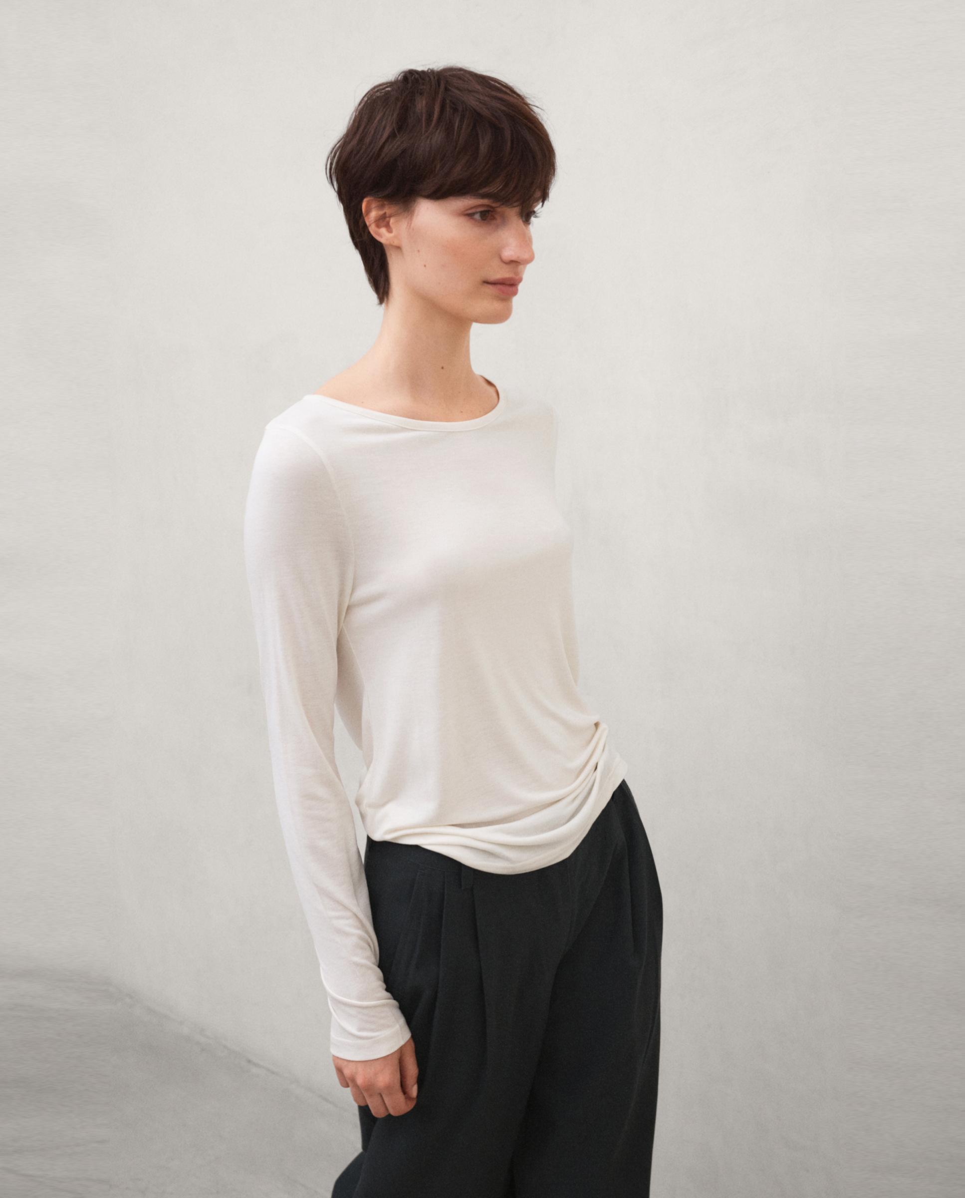 Camiseta de mujer bolona de manga larga - Ecoalf - Blanco Blanco-5