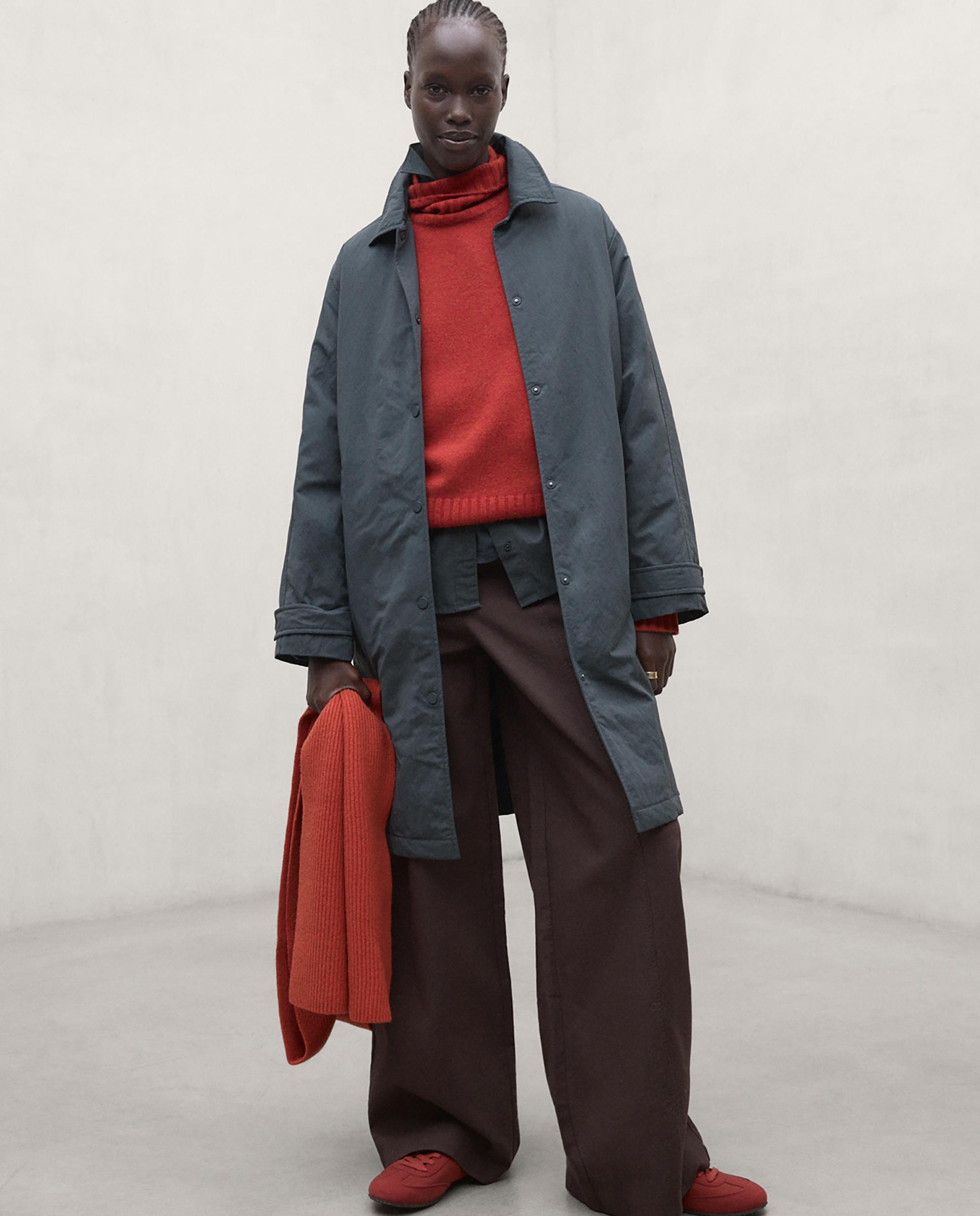 Gabardina de mujer con cuello camisero y botones magnéticos caloa - Ecoalf - Gris cuarzo metalizado Gris cuarzo metalizado-3