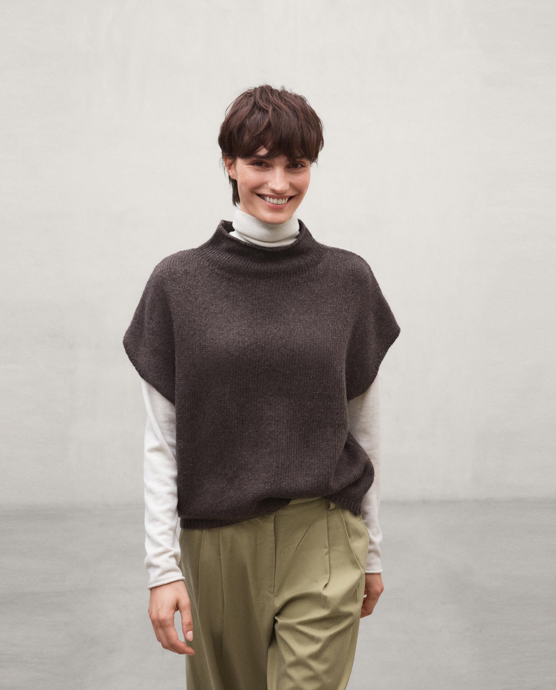 Jersey de mujer de lana de manga corta castelly - Ecoalf - Choco Choco-1