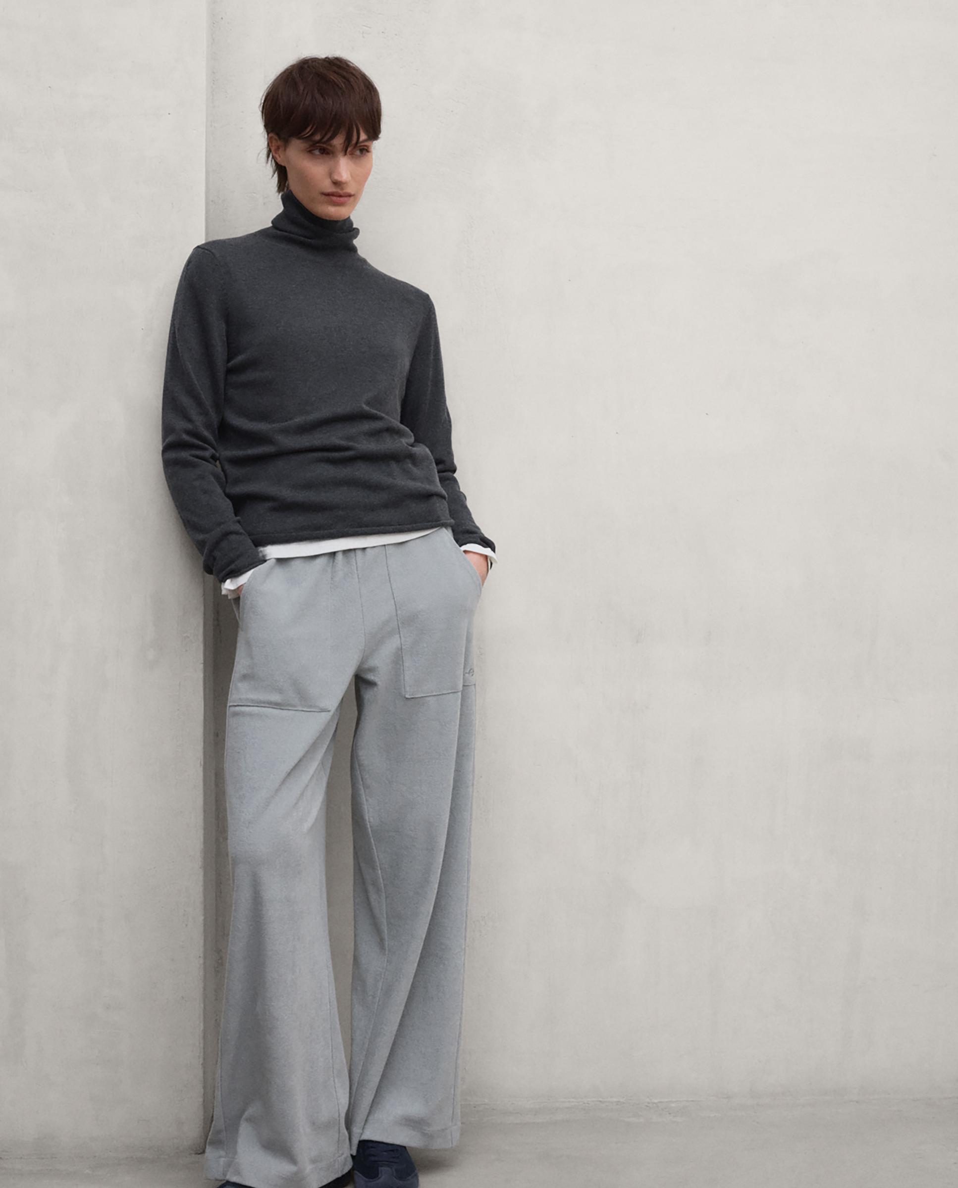 Jersey de mujer de lana con cuello vuelto faya - Ecoalf - Gris marengo Gris marengo-4