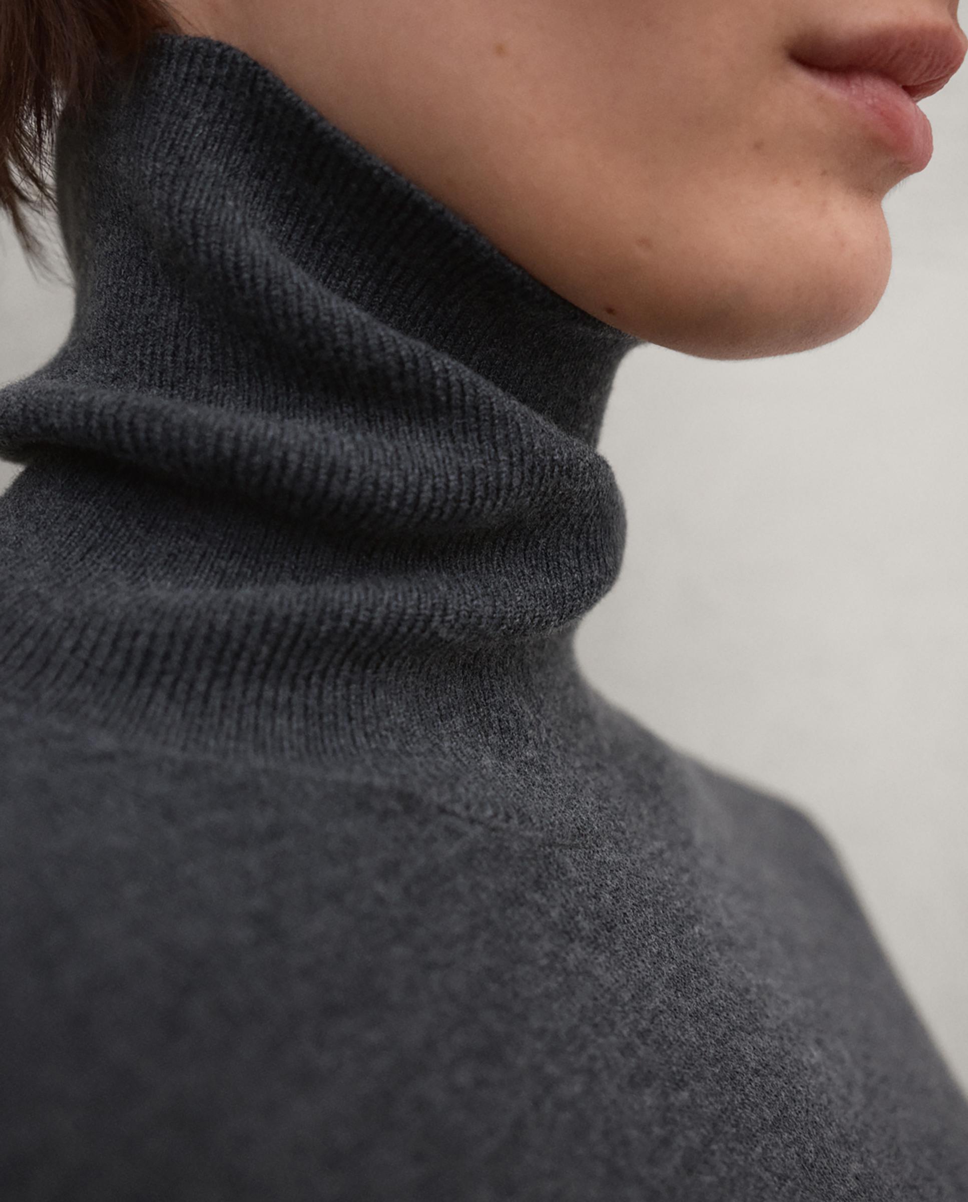 Jersey de mujer de lana con cuello vuelto faya - Ecoalf - Gris marengo Gris marengo-5