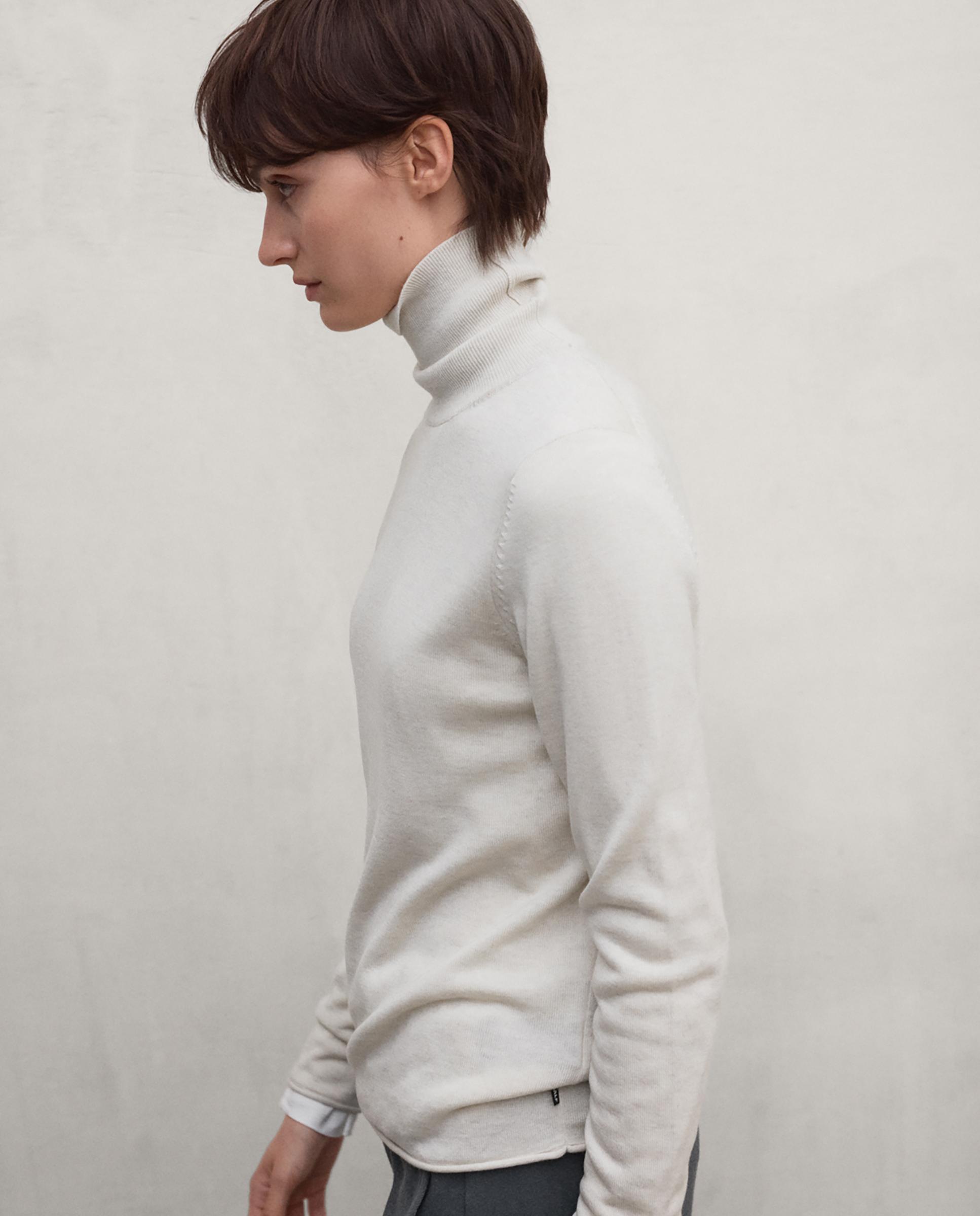 Jersey de mujer de lana con cuello vuelto faya - Ecoalf - Natural Natural-3