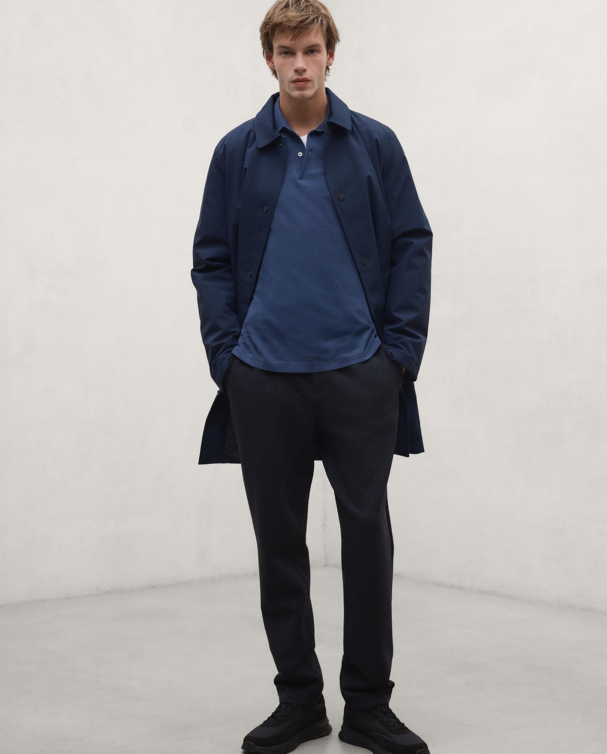 Chubasquero de hombre garona impermeable con cuello camisero - Ecoalf - Azul marino Azul marino-1
