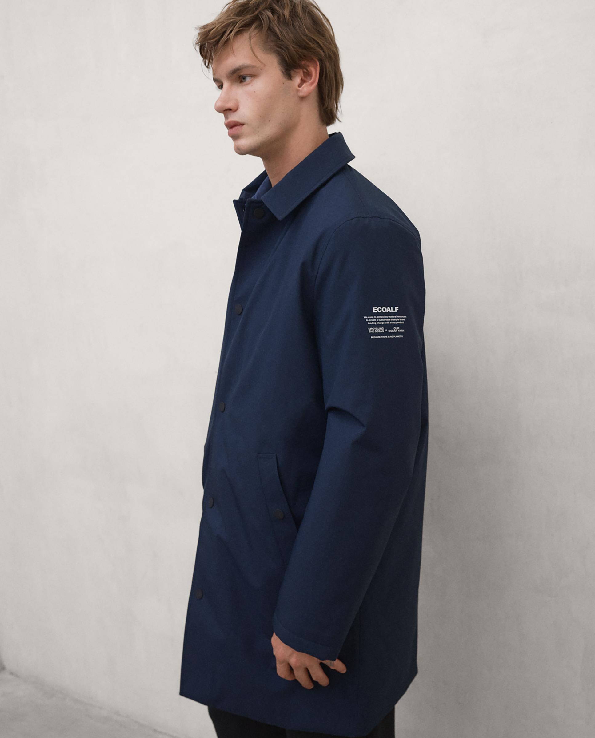 Chubasquero de hombre garona impermeable con cuello camisero - Ecoalf - Azul marino Azul marino-4