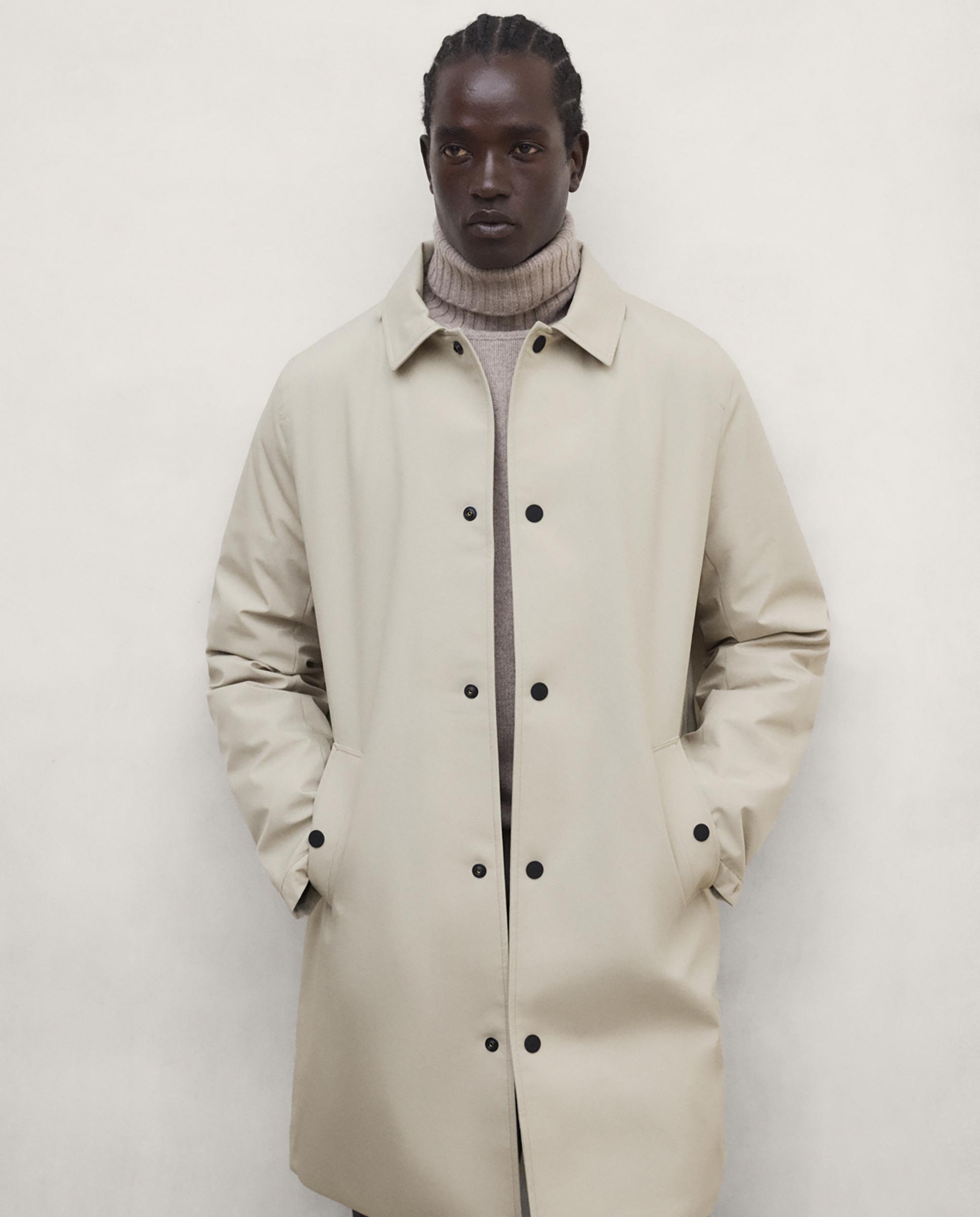 Chubasquero de hombre garona impermeable con cuello camisero - Ecoalf - Beige Beige-4