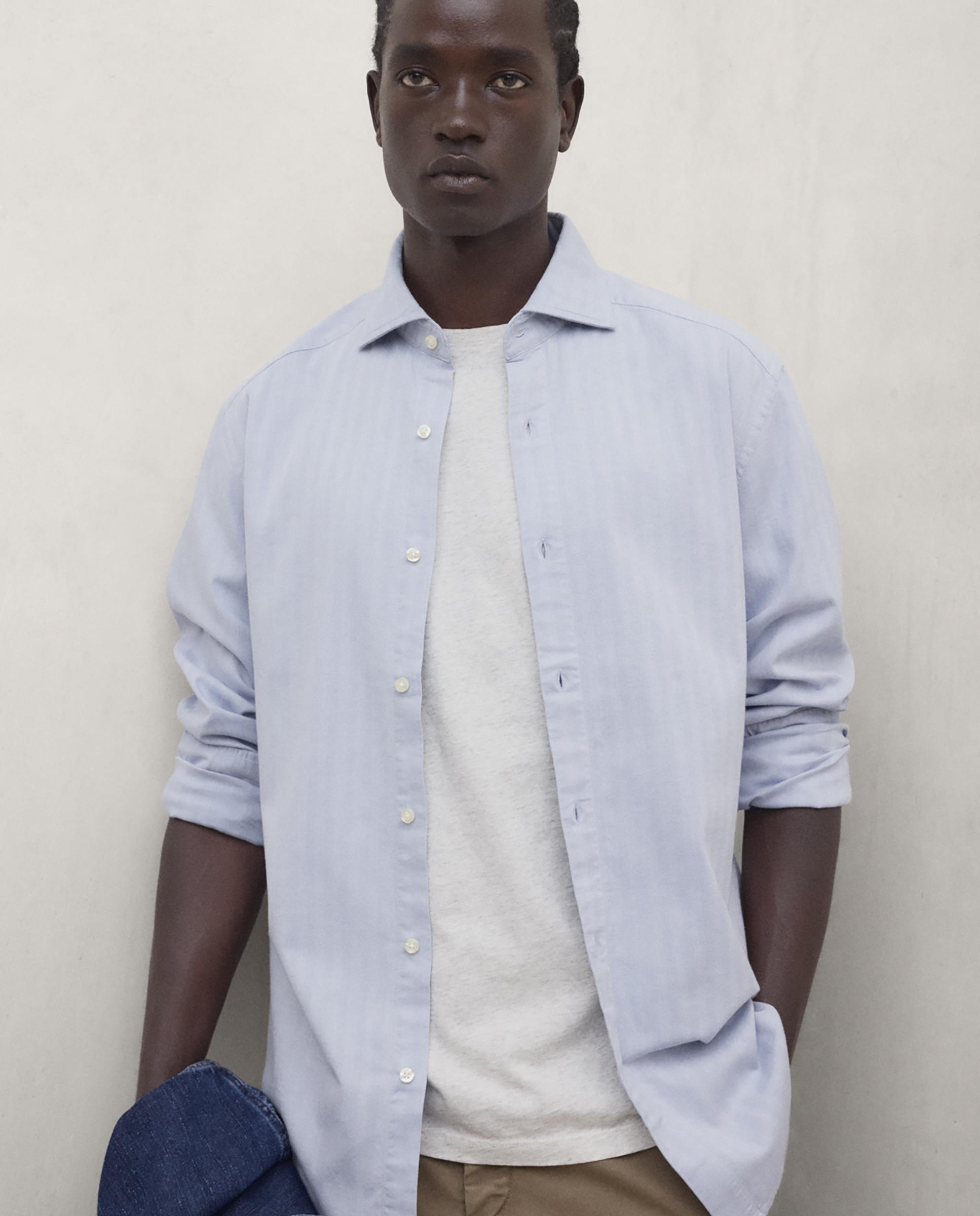 Camisa de hombre gerard con cuello italiano - Ecoalf - Azul Azul-1