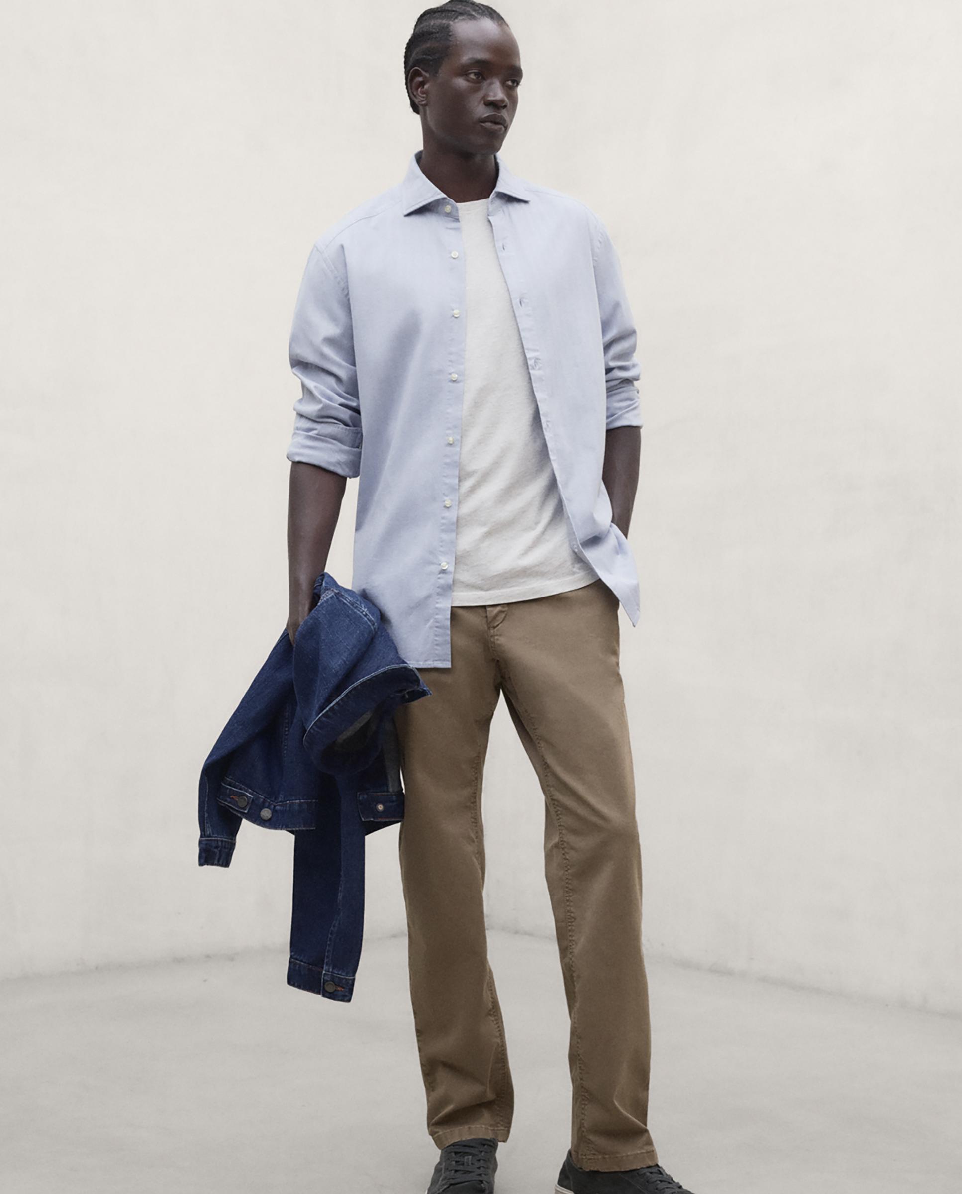 Camisa de hombre gerard con cuello italiano - Ecoalf - Azul Azul-3