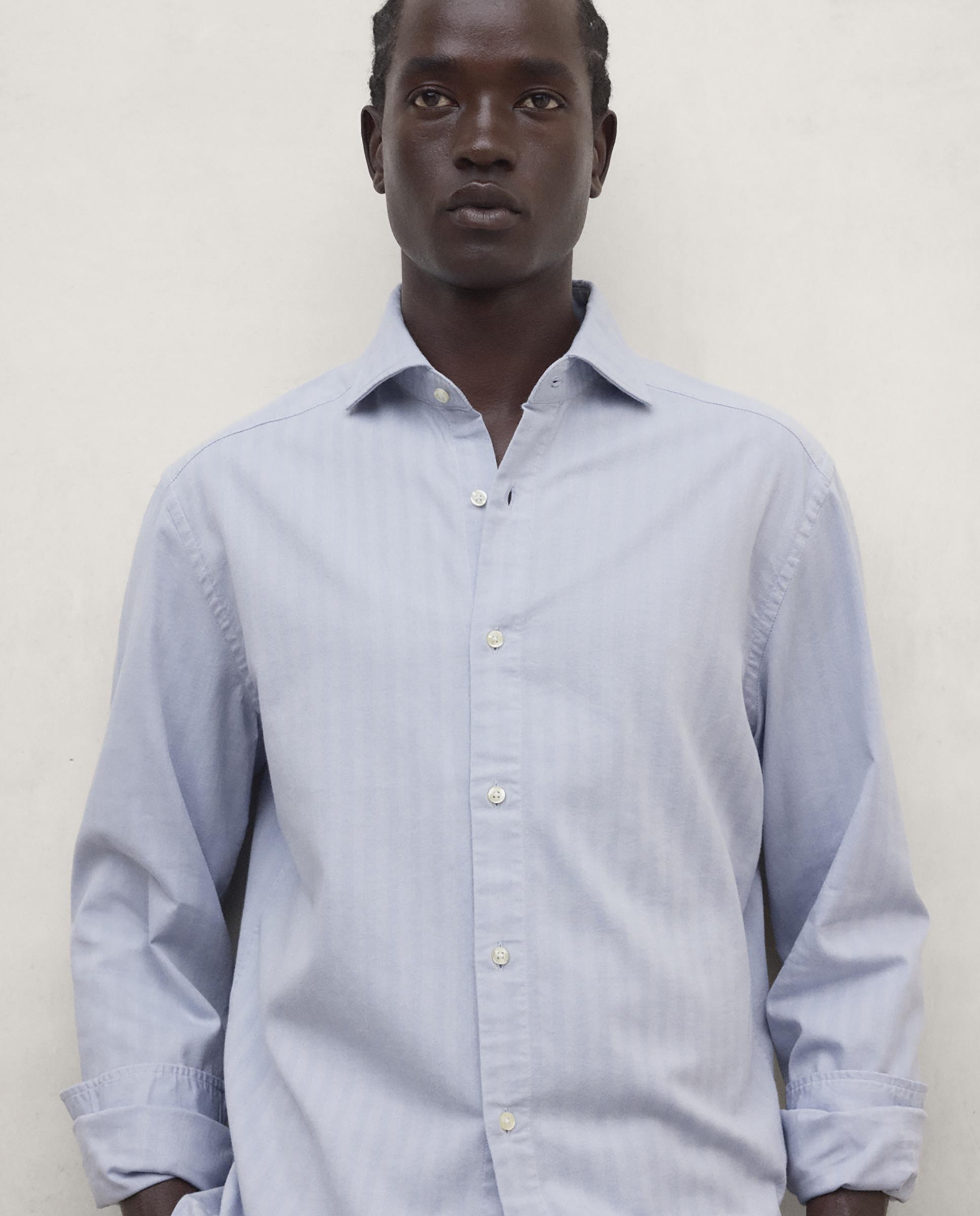 Camisa de hombre gerard con cuello italiano - Ecoalf - Azul Azul-5