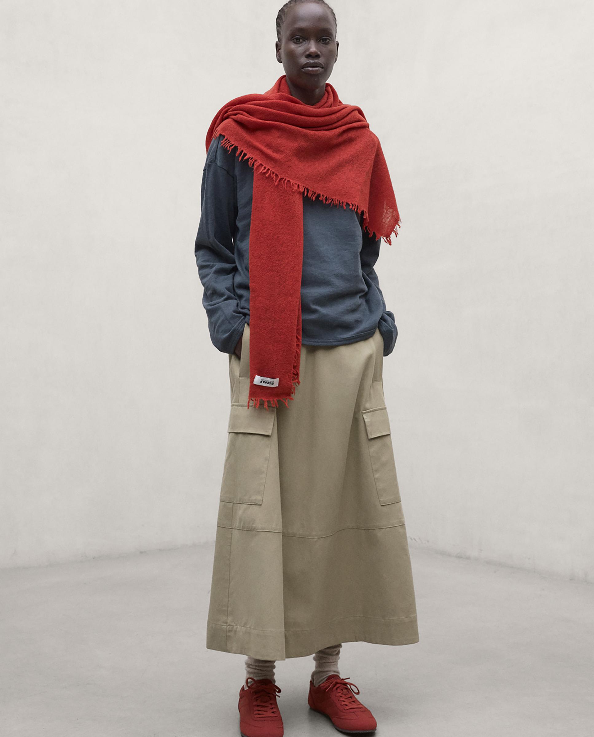 Falda midi de algodón técnico con bolsillos cargo kano - Ecoalf - Camel Camel-1