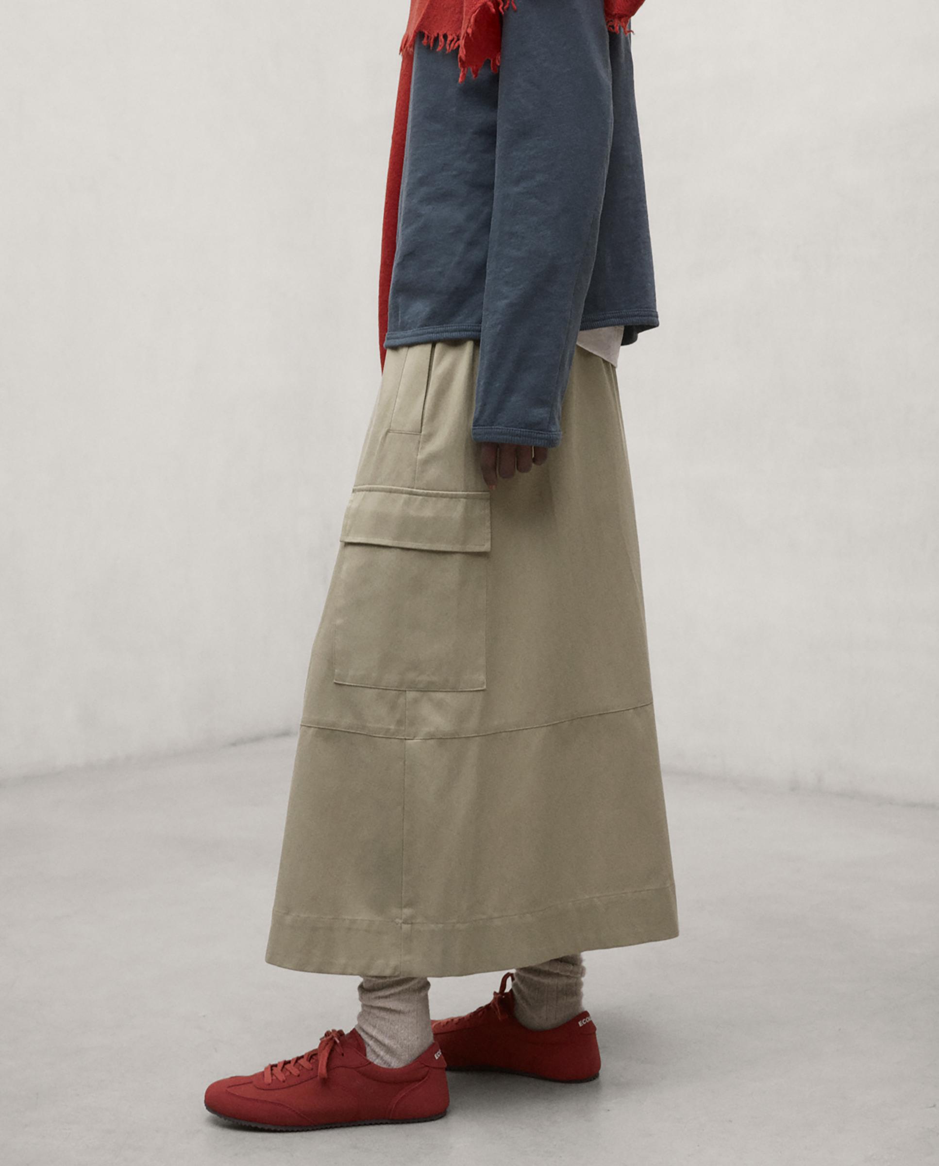 Falda midi de algodón técnico con bolsillos cargo kano - Ecoalf - Camel Camel-3