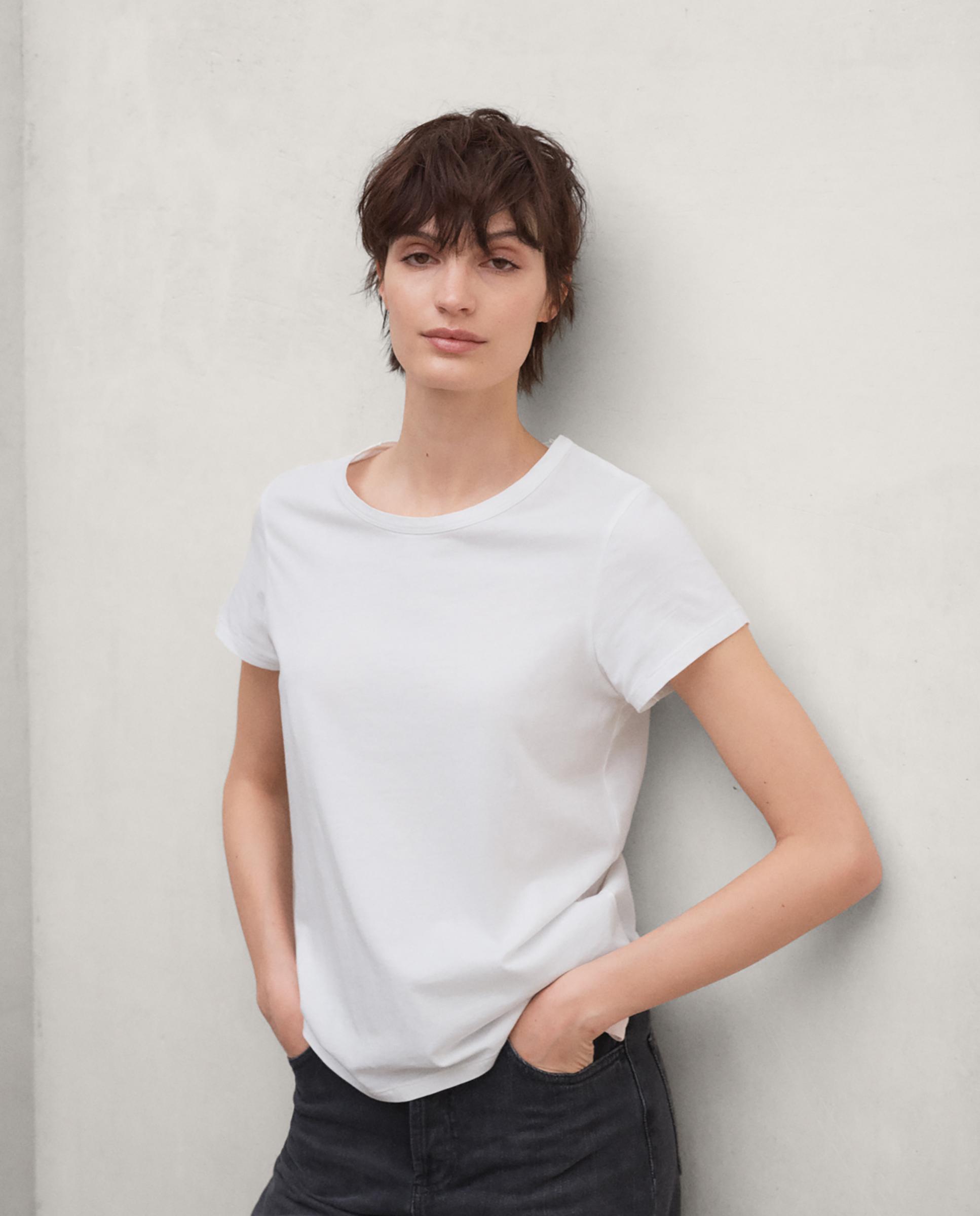 Camiseta de mujer con corte regular y cuello redondo - Ecoalf - Blanco Blanco-4