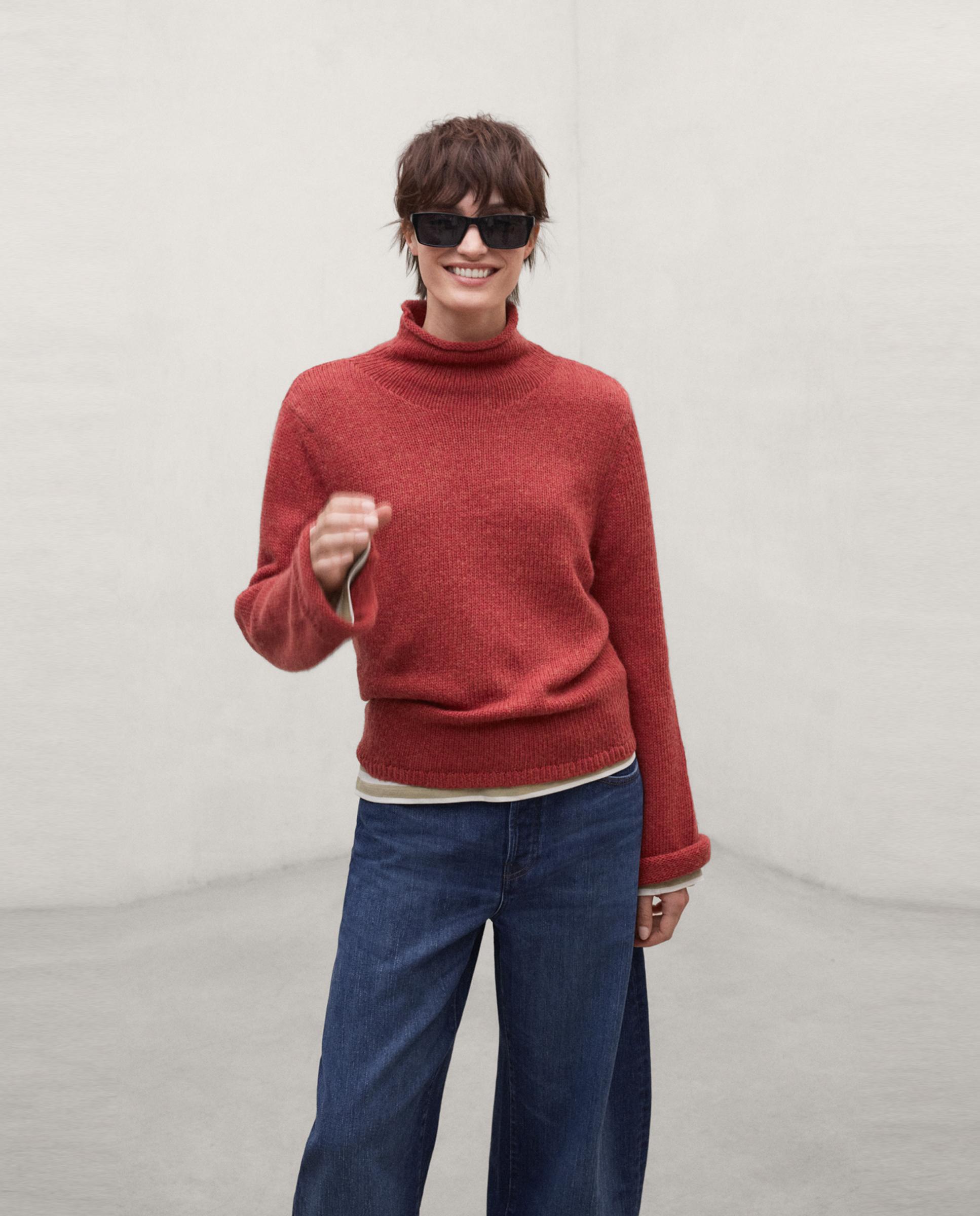 Jersey de mujer de lana reciclada con cuello alto kira - Ecoalf - Naranja volcanico Naranja volcanico-2