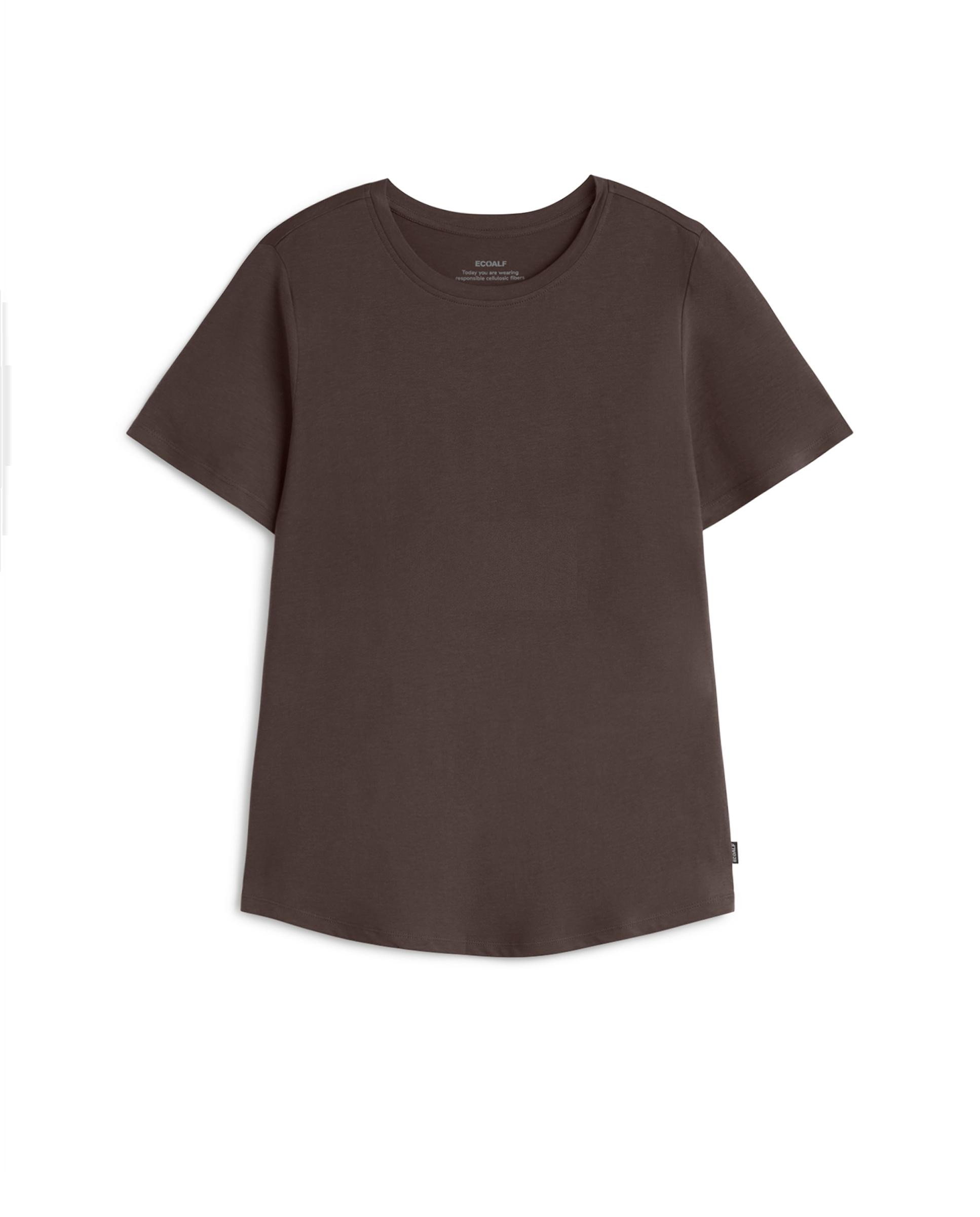 Camiseta de mujer de algodón orgánico regular fit lake - Ecoalf - Marrón chocolate Marrón chocolate-4