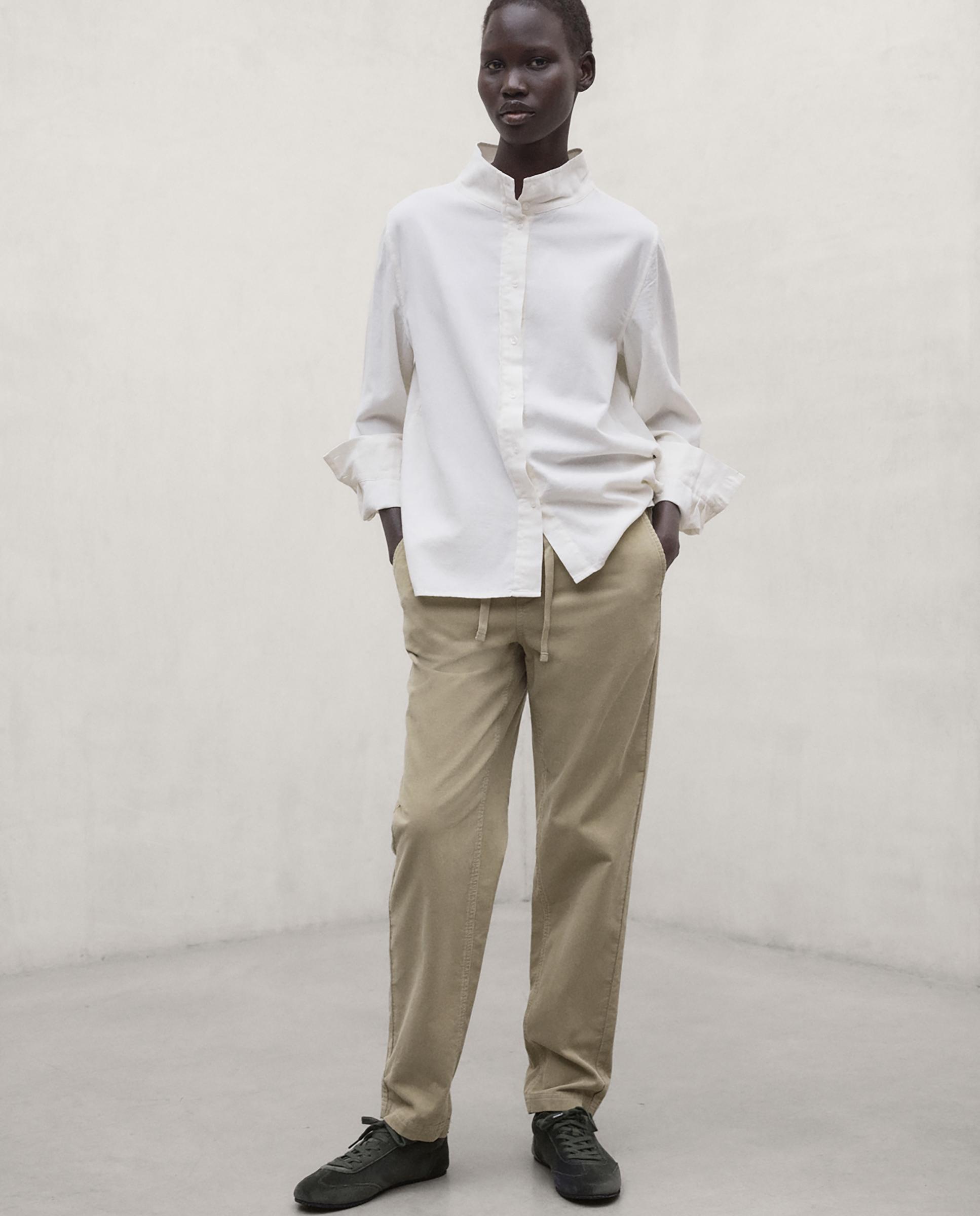 Camisa de mujer de algodón orgánico con cuello alto matilda - Ecoalf - Blanco roto Blanco roto-1