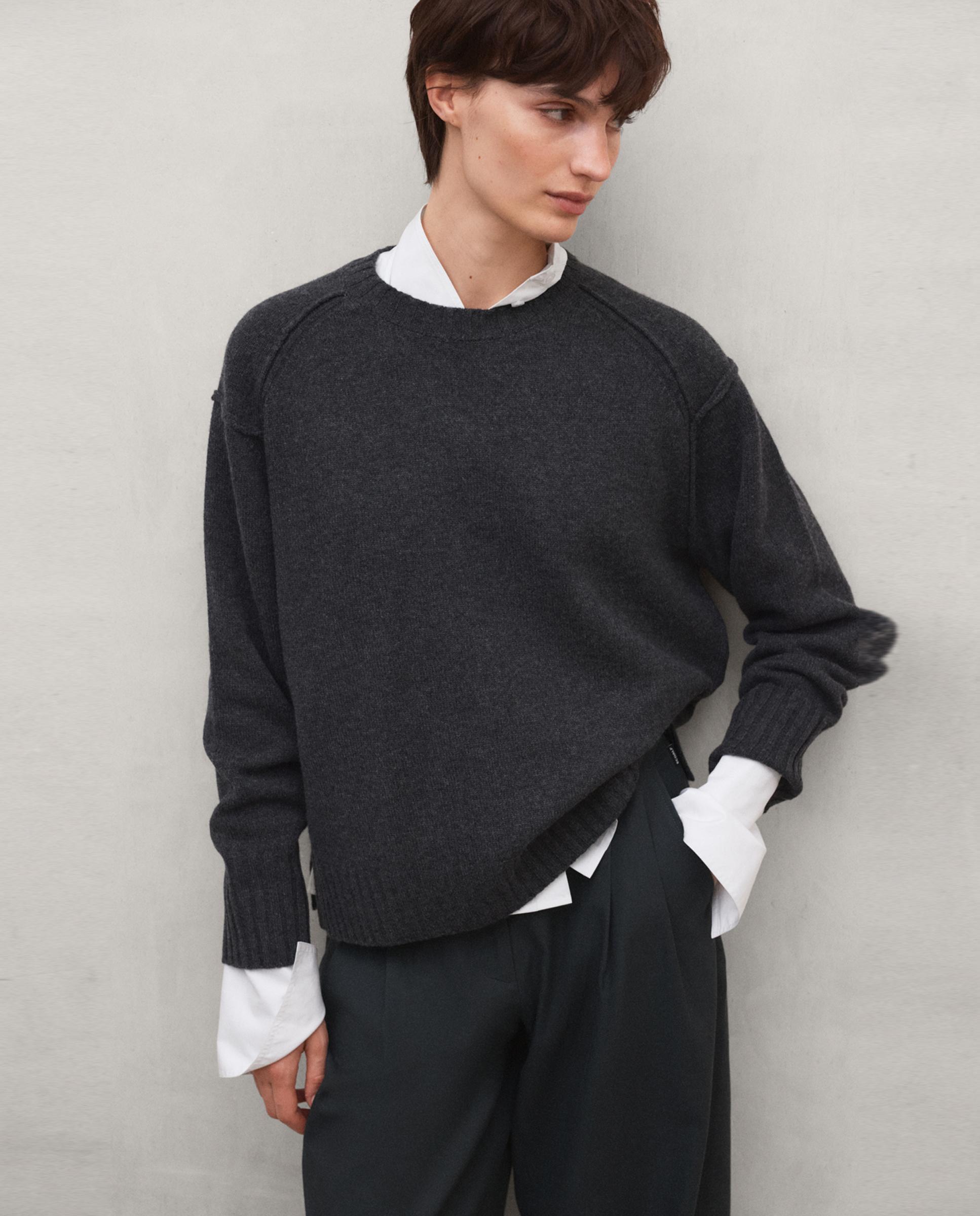 Imagen 1 de Jersey de mujer 100% lana reciclada con cuello redondo mocan - Ecoalf - Gris marengo Gris marengo