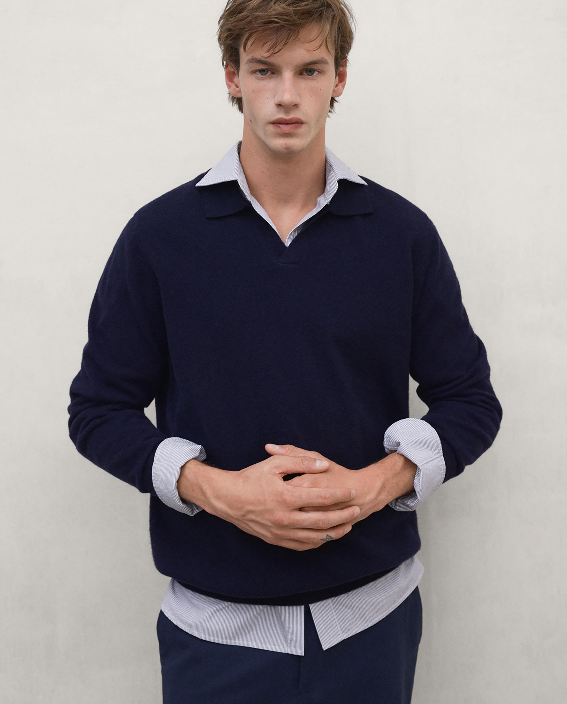 Imagen 1 de Jersey de hombre lana mopane con cuello camisero - Ecoalf - Azul marino Azul marino