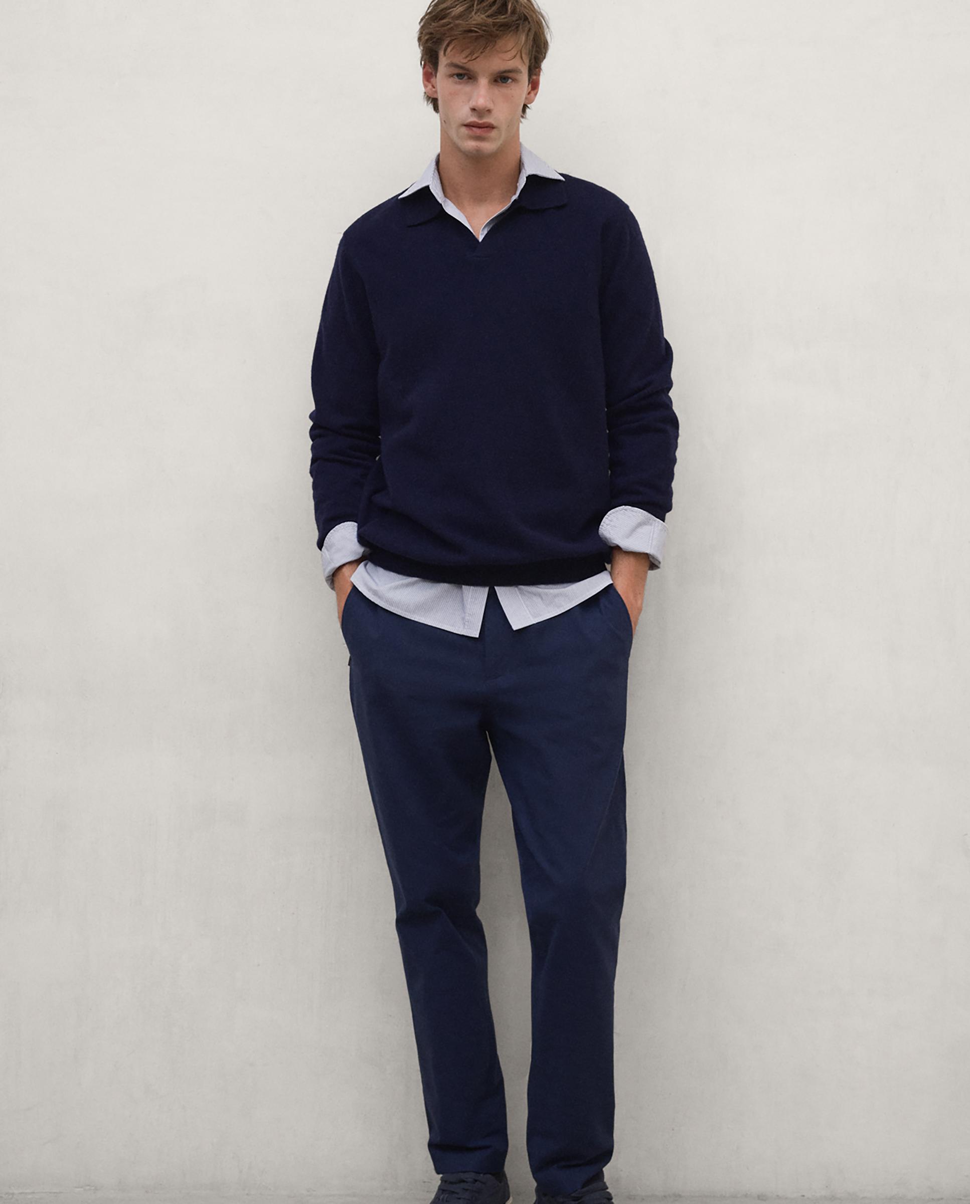 Imagen 2 de Jersey de hombre lana mopane con cuello camisero - Ecoalf - Azul marino Azul marino