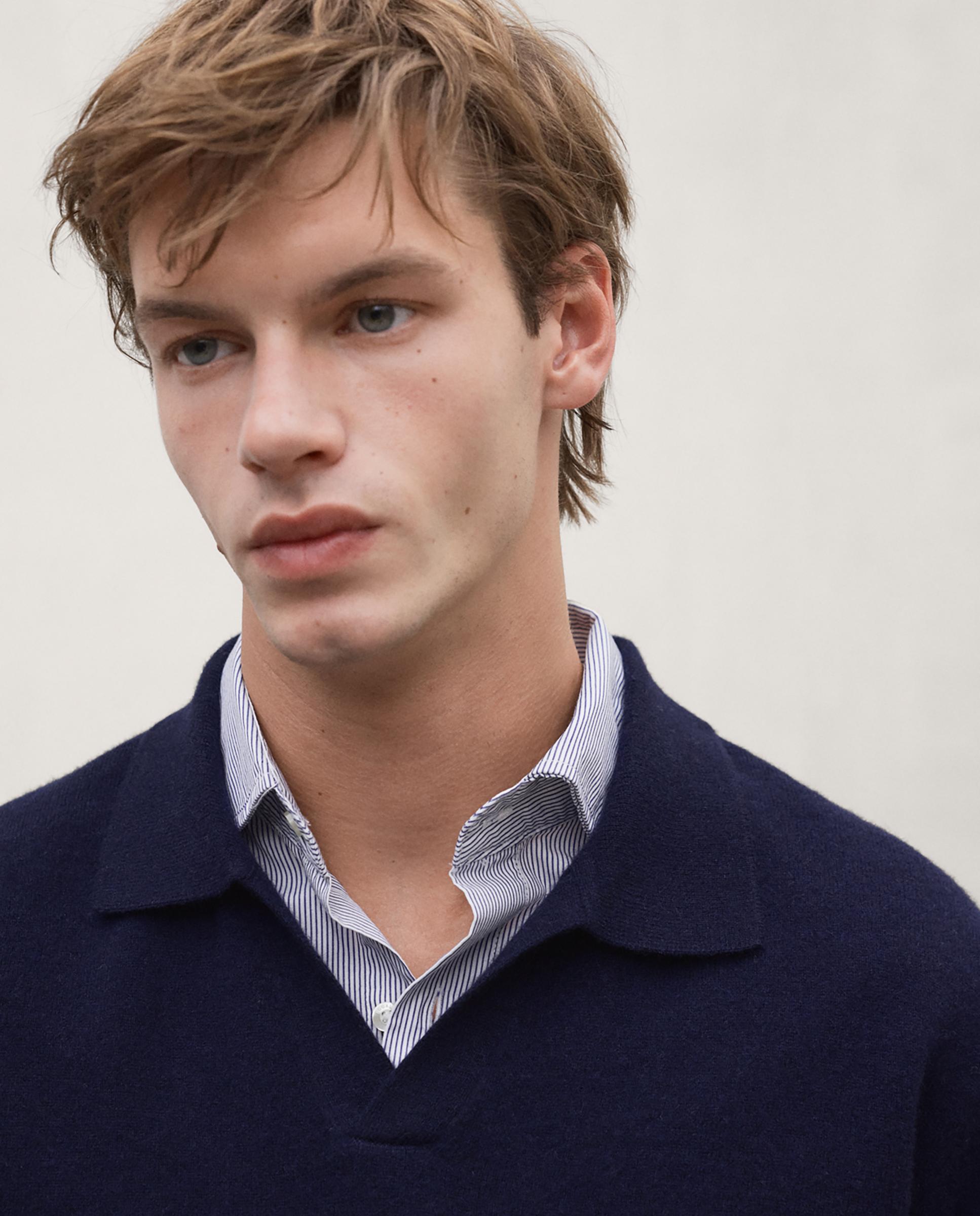 Imagen 4 de Jersey de hombre lana mopane con cuello camisero - Ecoalf - Azul marino Azul marino