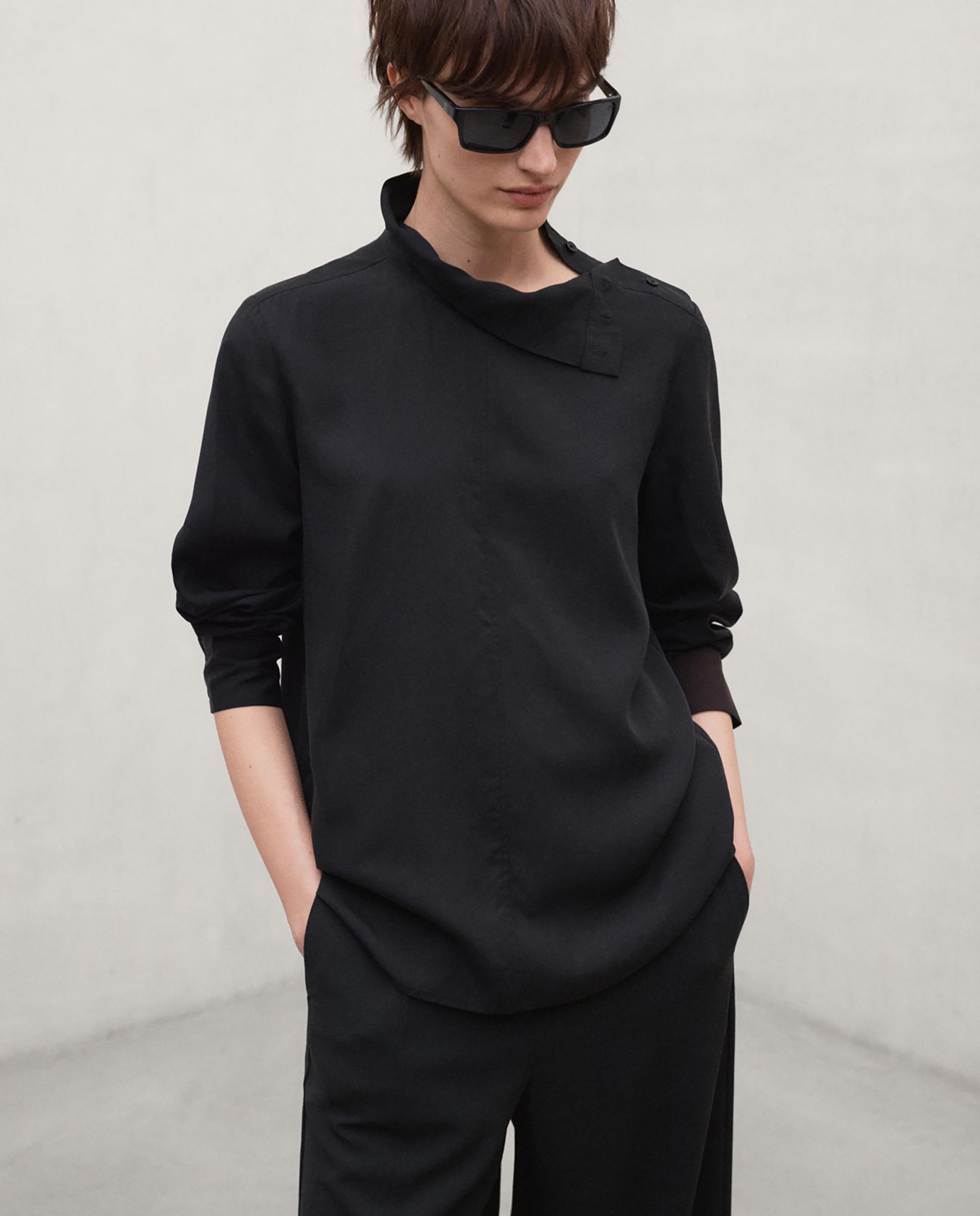 Blusa de mujer norgen de manga larga - Ecoalf - Negro Negro-1