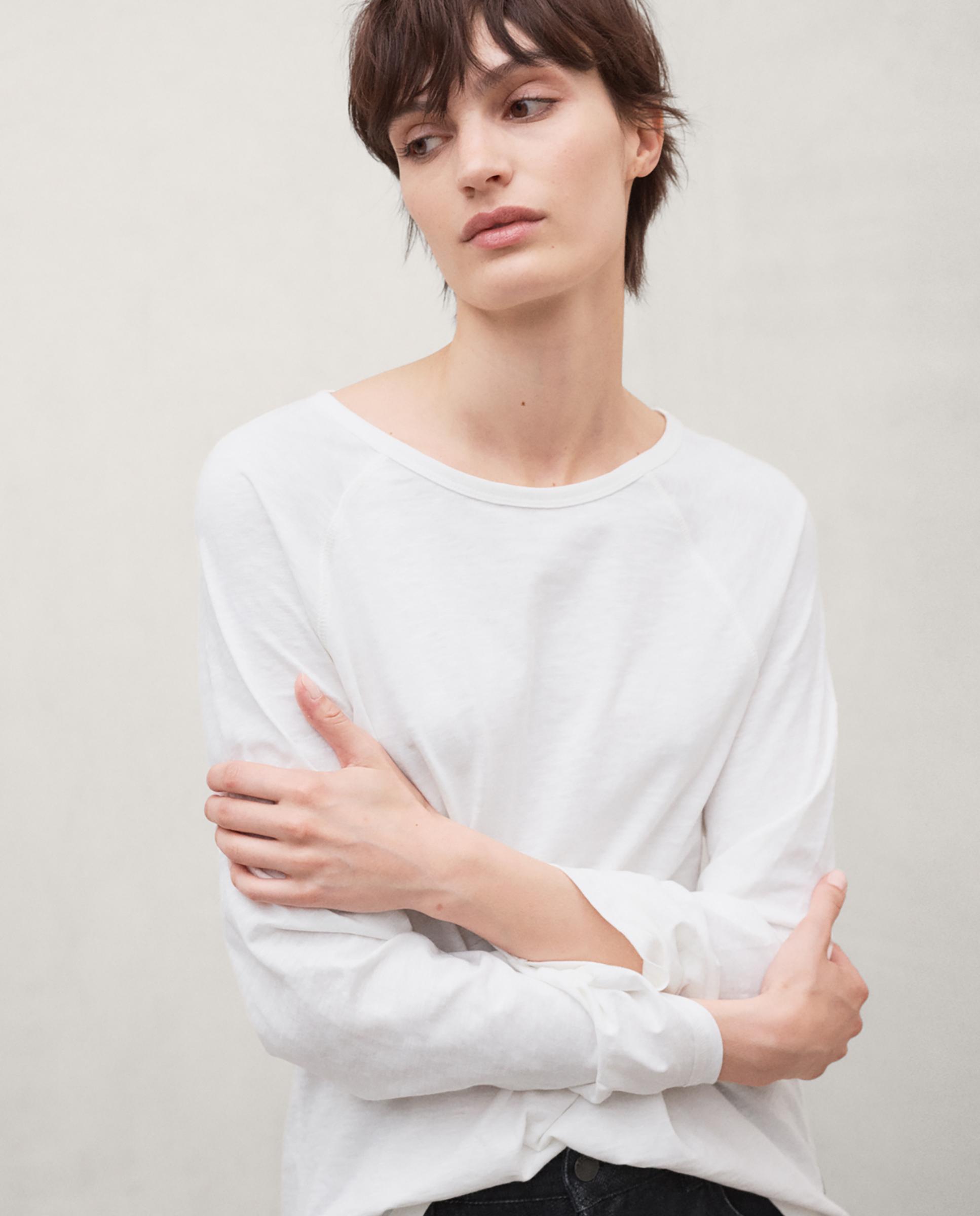 Camiseta de mujer de algodón regenerativo de manga larga palerma - Ecoalf - Blanco Blanco-1