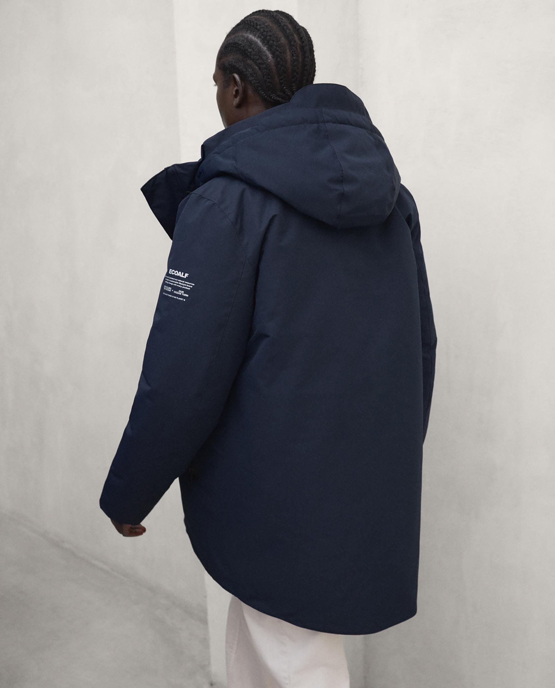 Parka de hombre parko con capucha y cierre de cremallera - Ecoalf - Azul marino Azul marino-3