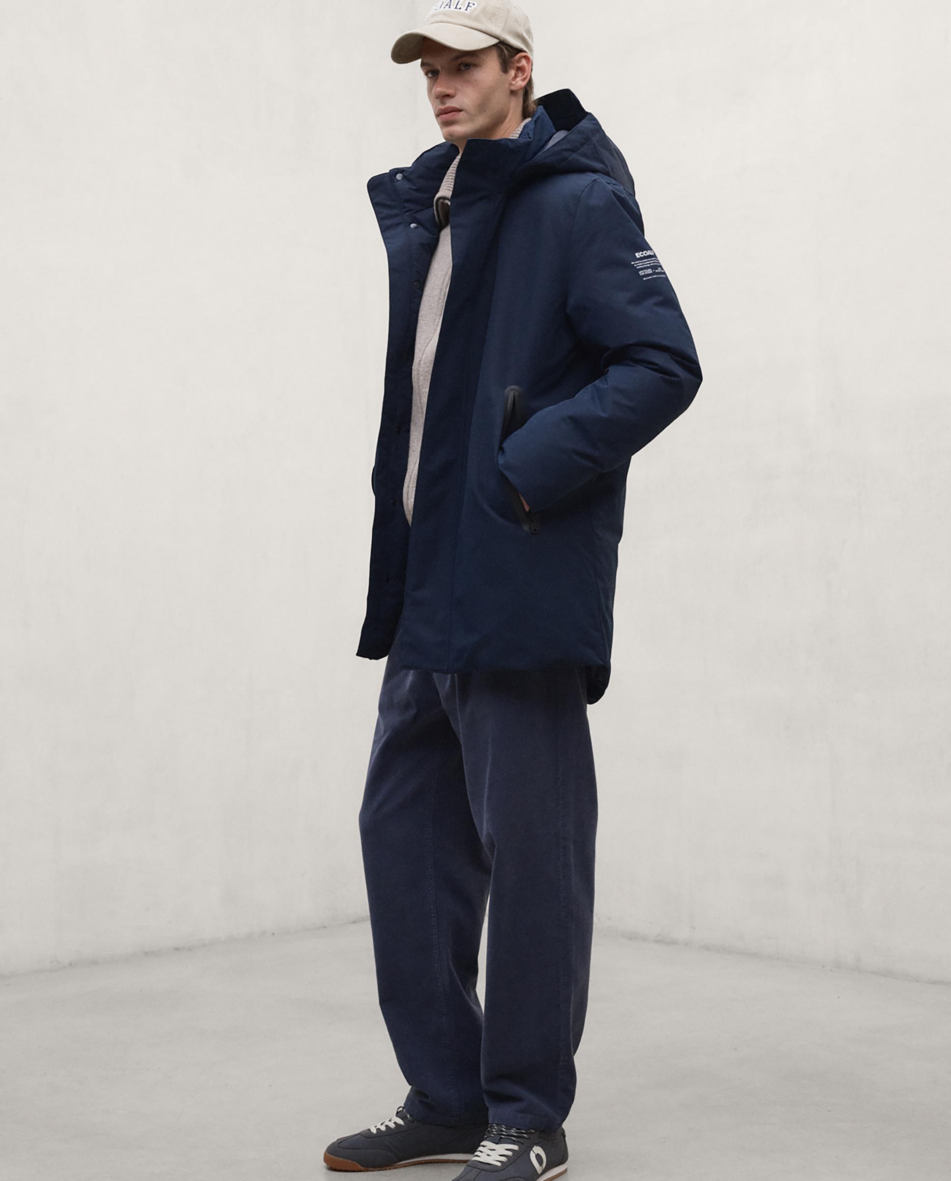 Parka de hombre parko con capucha y cierre de cremallera - Ecoalf - Azul marino Azul marino-4