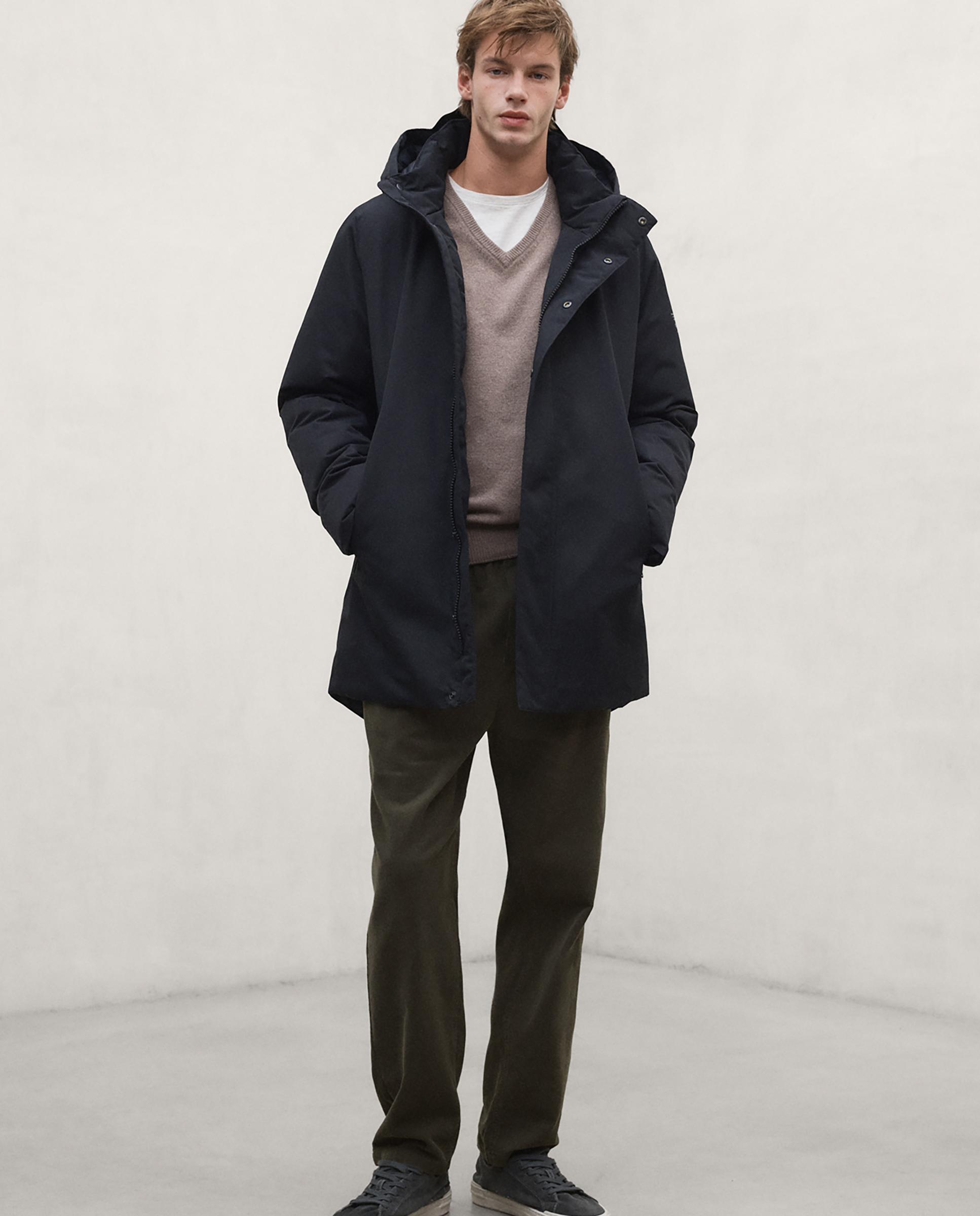 Parka de hombre parko con capucha y cierre de cremallera - Ecoalf - Negro Negro-1