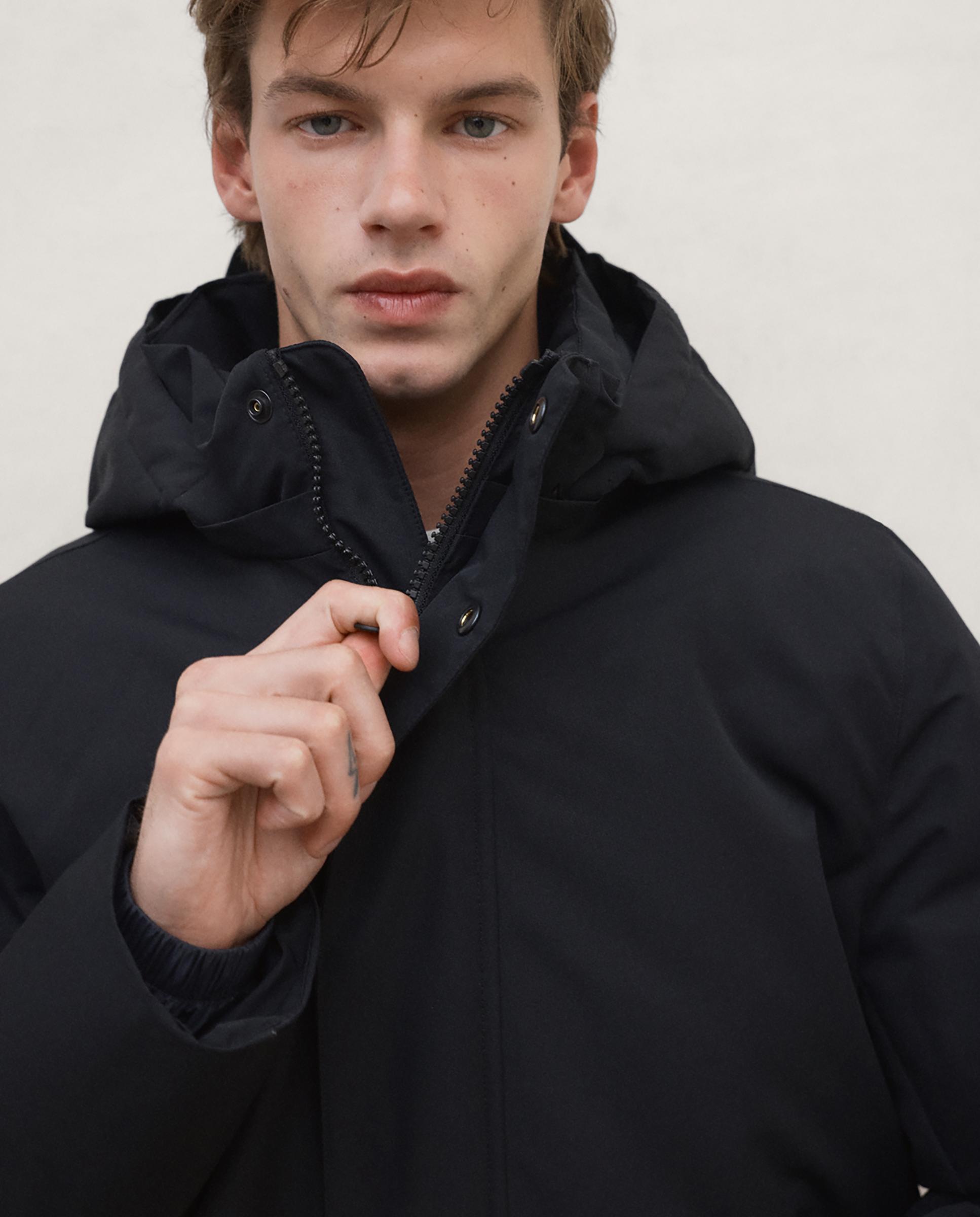 Parka de hombre parko con capucha y cierre de cremallera - Ecoalf - Negro Negro-5