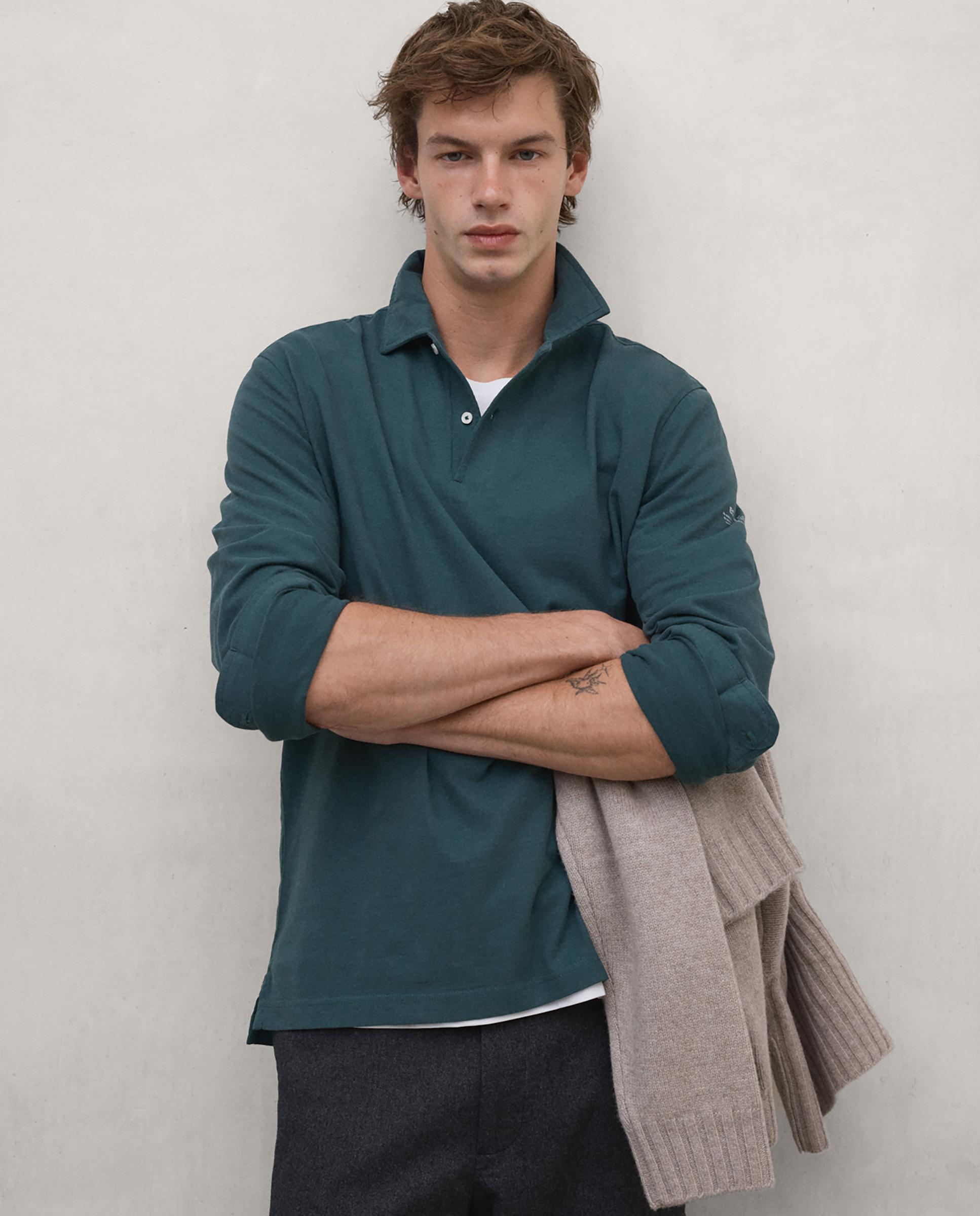 Polo de hombre patrick de manga larga - Ecoalf - Verde Verde-1