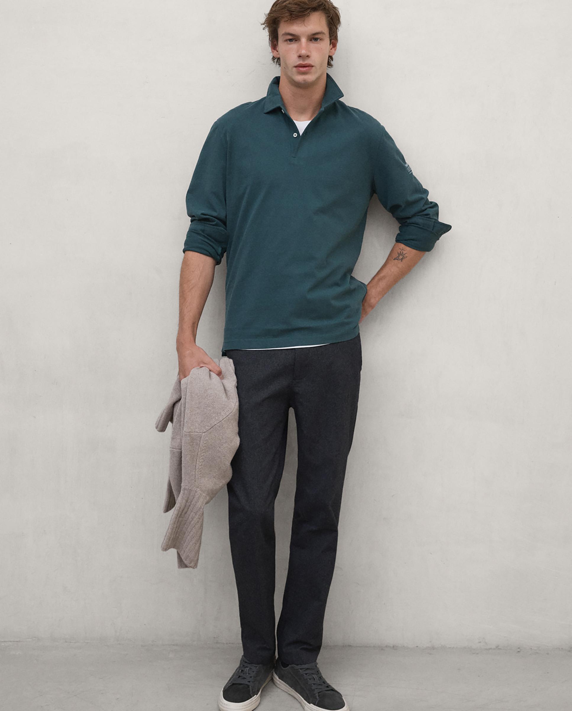 Polo de hombre patrick de manga larga - Ecoalf - Verde Verde-2