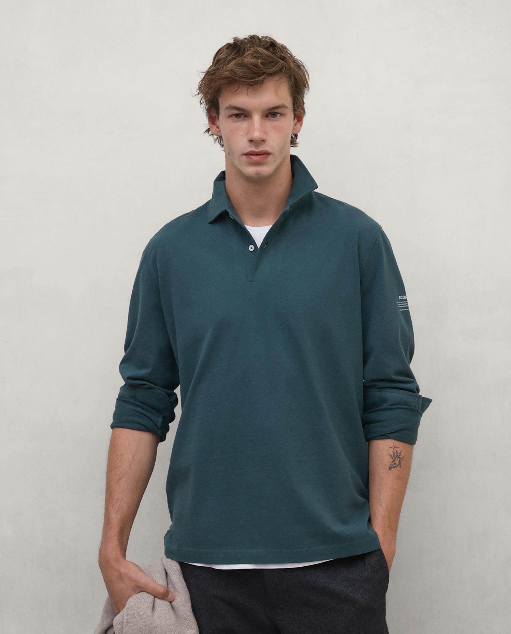 Polo de hombre patrick de manga larga - Ecoalf - Verde Verde-4