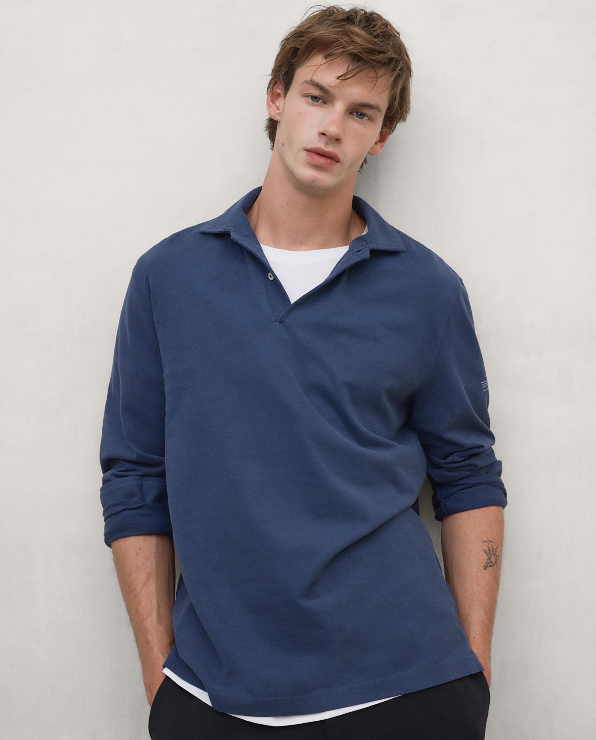 Polo de hombre patrick de manga larga - Ecoalf - Azul Azul-1