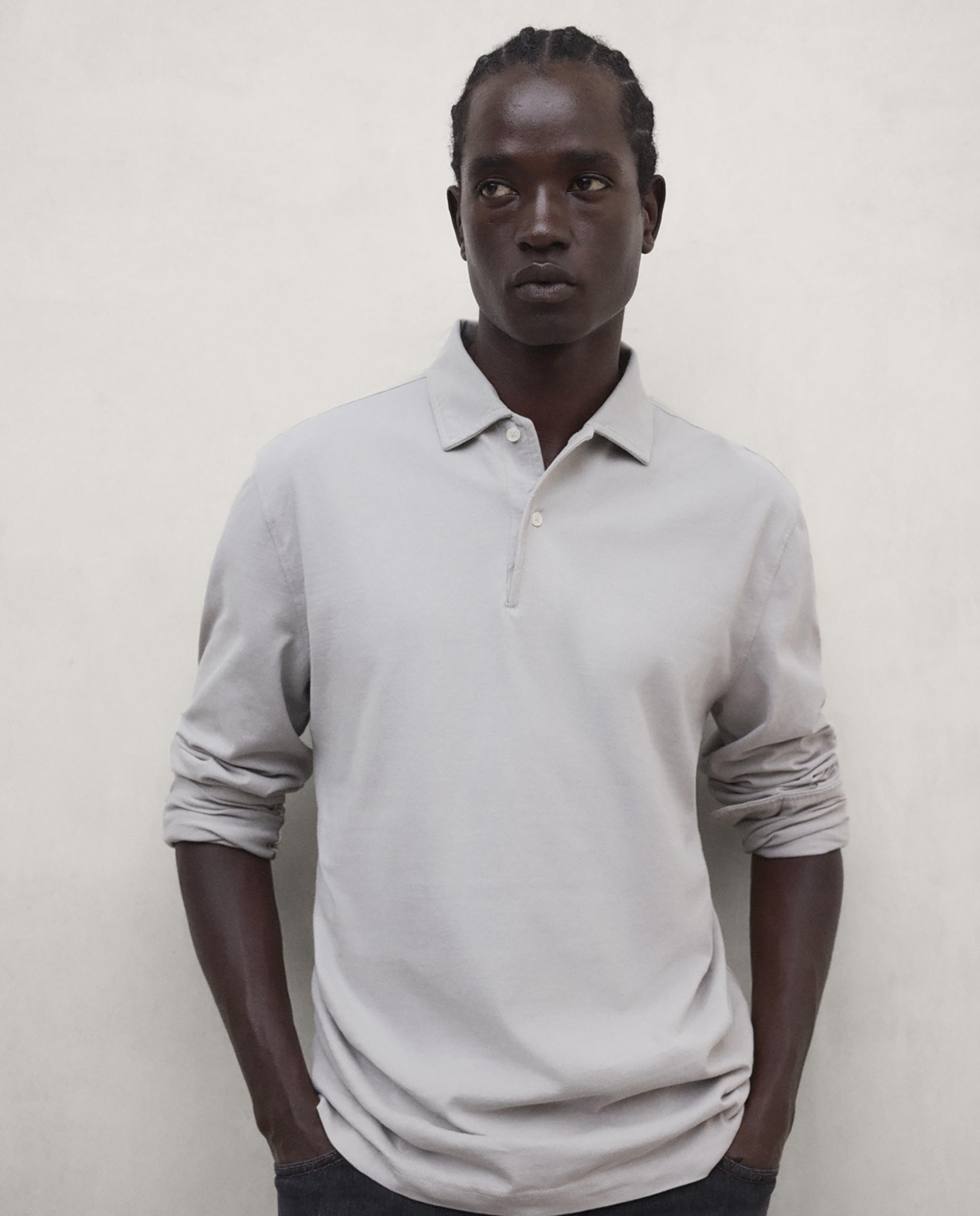 Polo de hombre patrick de manga larga - Ecoalf - Gris claro Gris claro-1