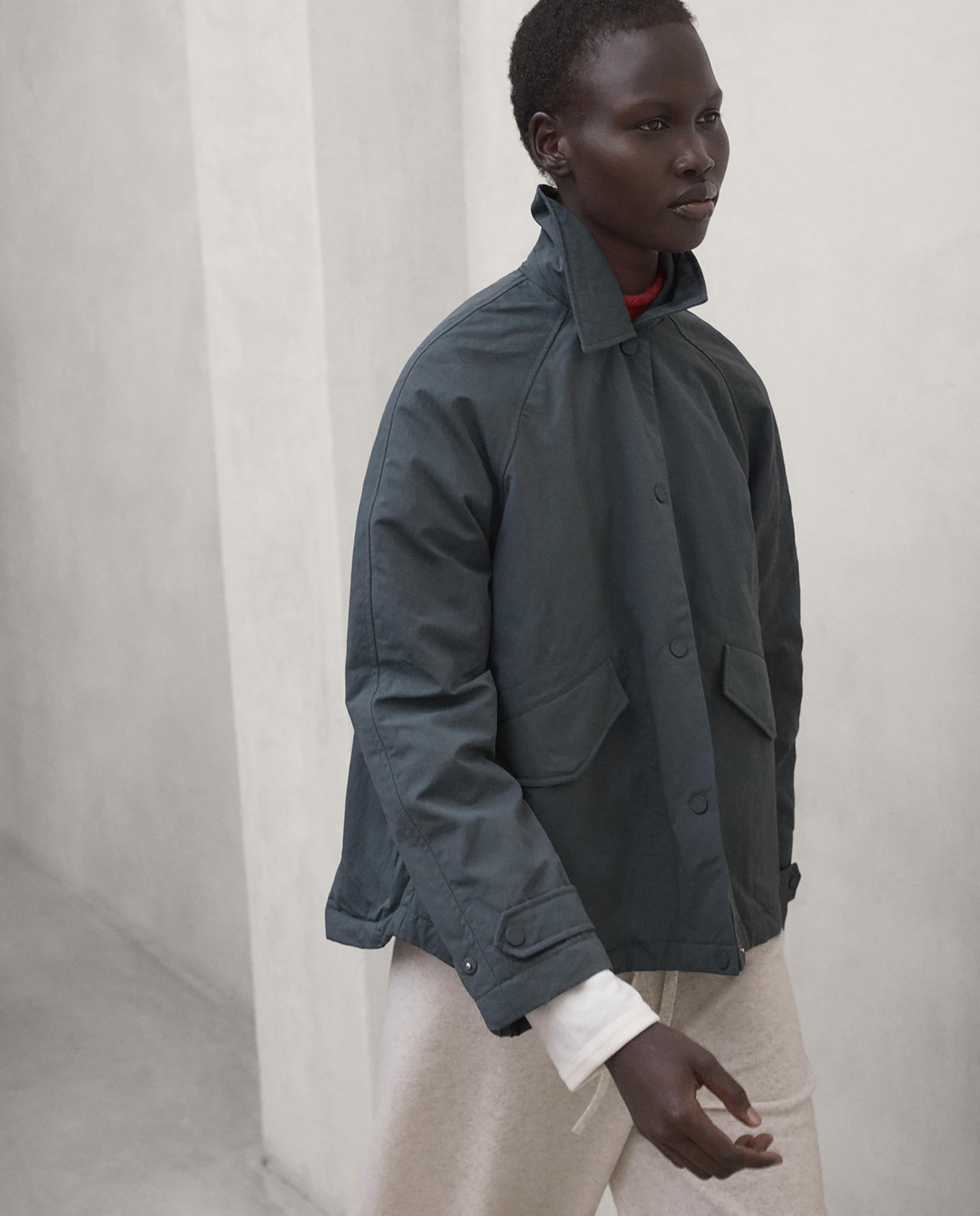 Chaqueta de mujer con cuello camisero y bolsillos con solapa saone - Ecoalf - Gris cuarzo metalizado Gris cuarzo metalizado-4