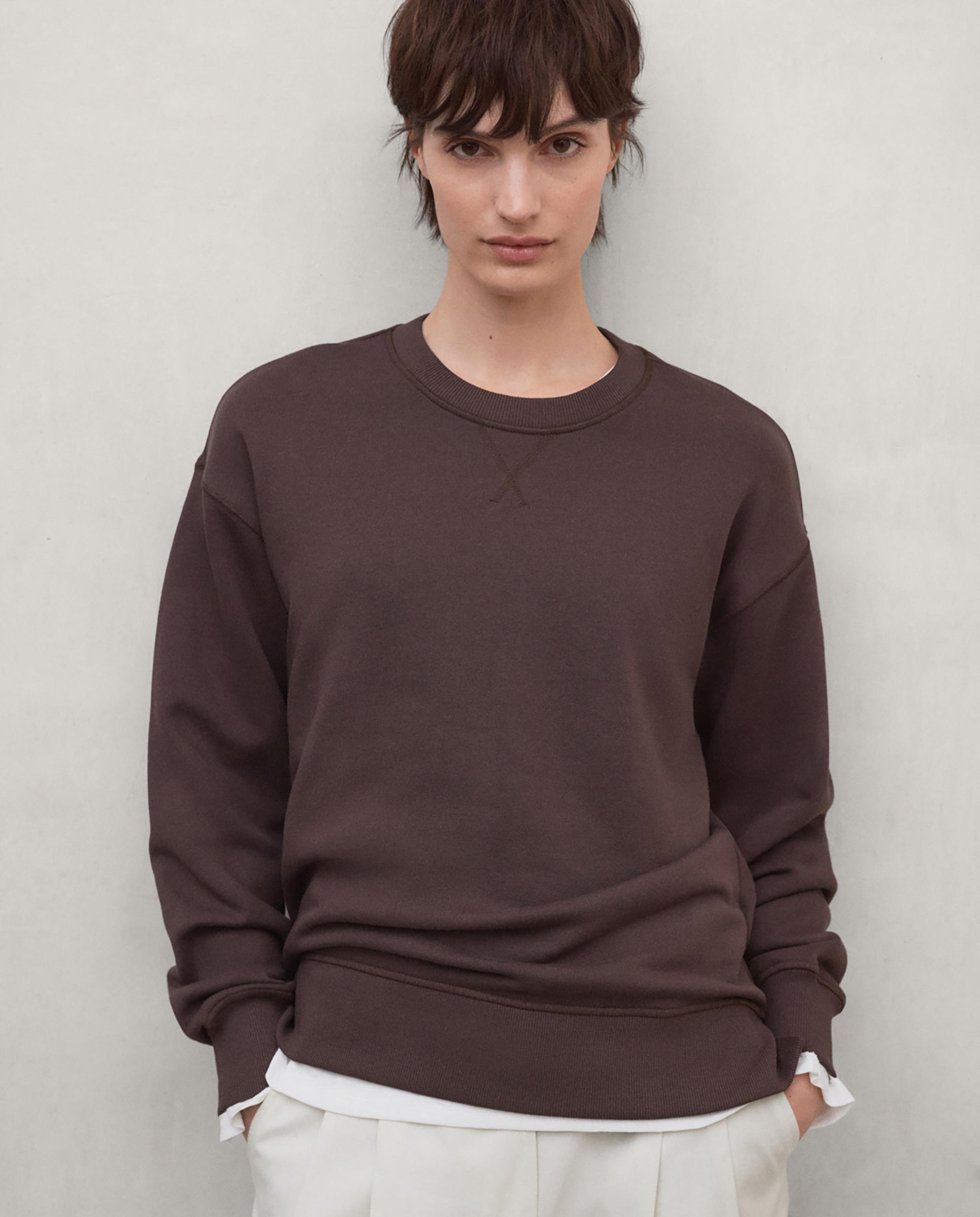 Sudadera de mujer de algodón orgánico con cuello redondo storm - Ecoalf - Marrón chocolate Marrón chocolate-1
