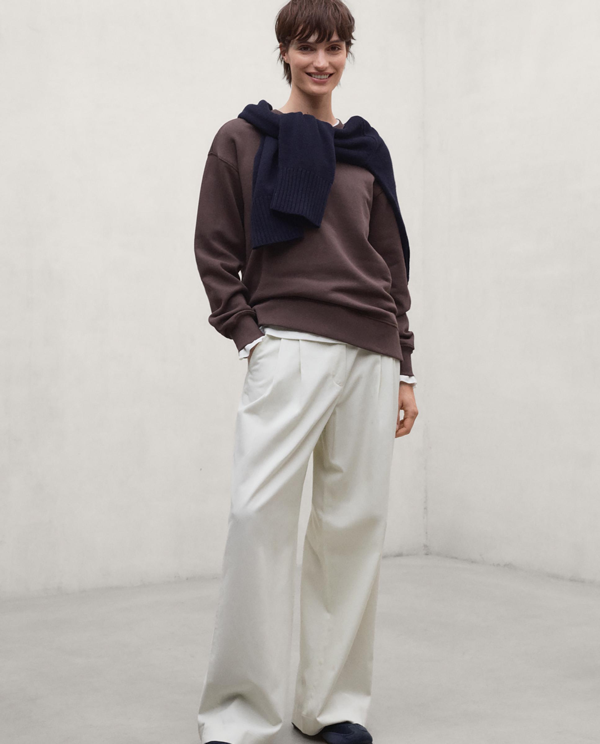 Sudadera de mujer de algodón orgánico con cuello redondo storm - Ecoalf - Marrón chocolate Marrón chocolate-2