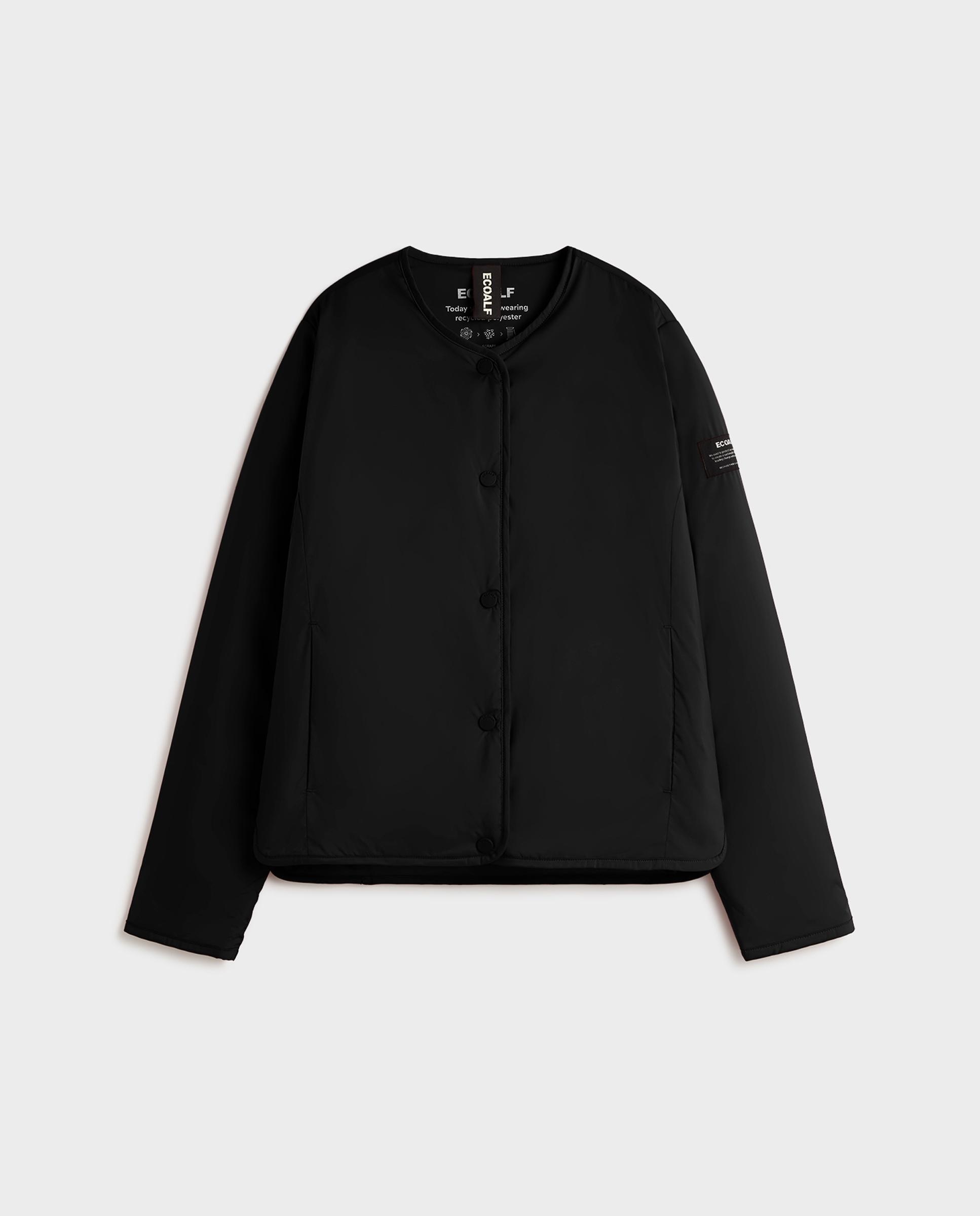 Chaqueta de mujer con cuello redondo y botones a presión monica - Ecoalf - Negro Negro-4