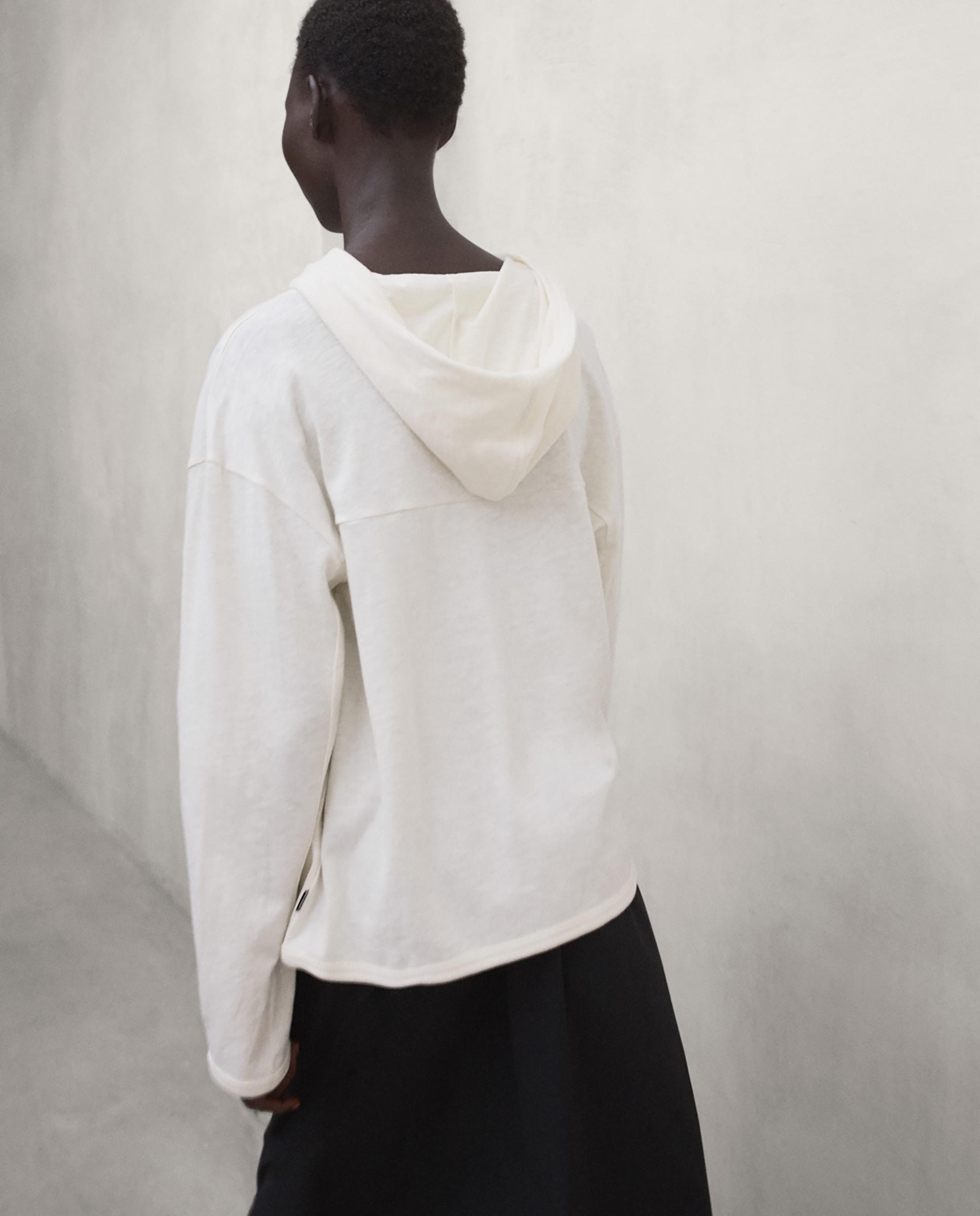 Camiseta de mujer de algodón regenerativo con capucha veneca - Ecoalf - Nata Nata-4