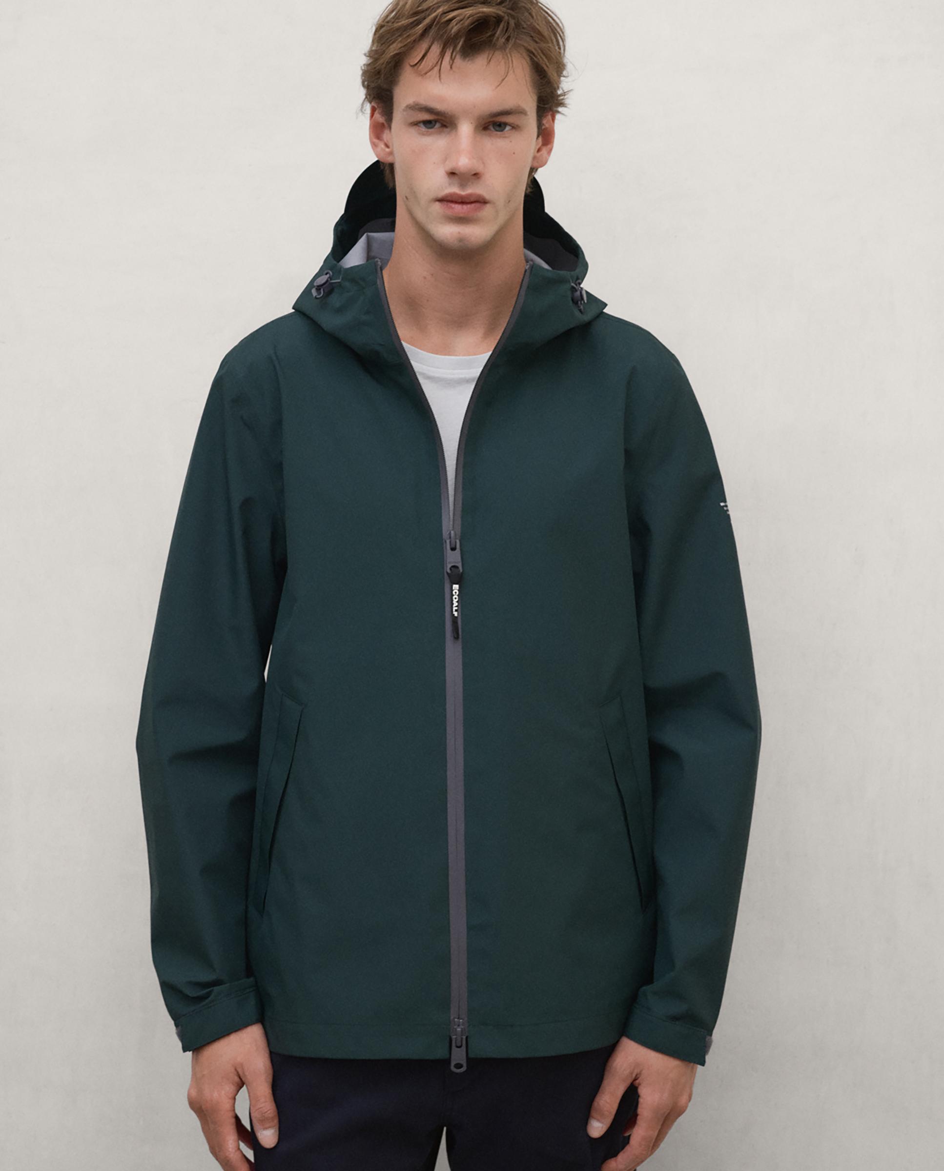 Chaqueta de hombre diluvio impermeable con capucha ajustable - Ecoalf - Verde Verde-3