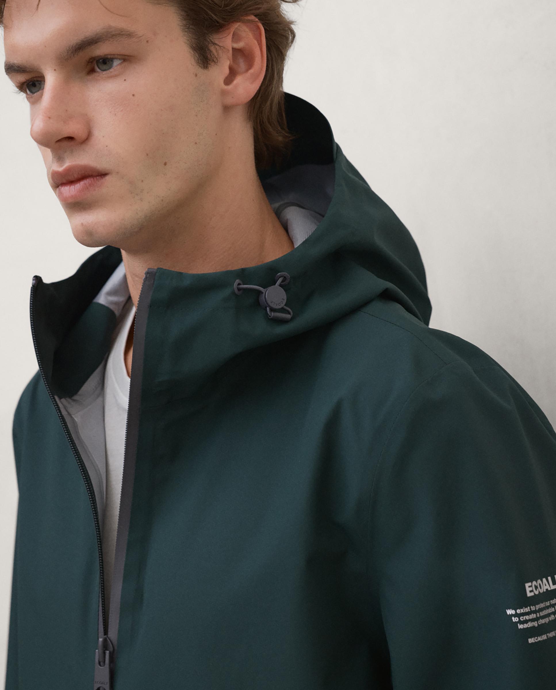 Chaqueta de hombre diluvio impermeable con capucha ajustable - Ecoalf - Verde Verde-4
