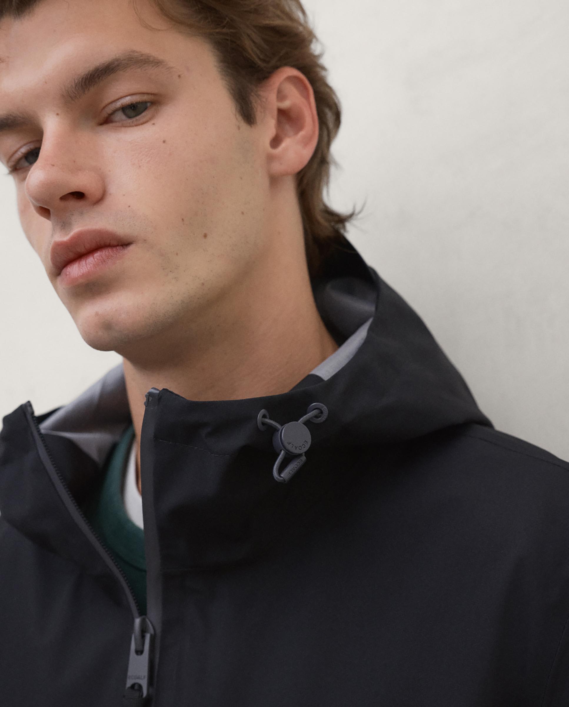 Chaqueta de hombre diluvio impermeable con capucha ajustable - Ecoalf - Negro Negro-5