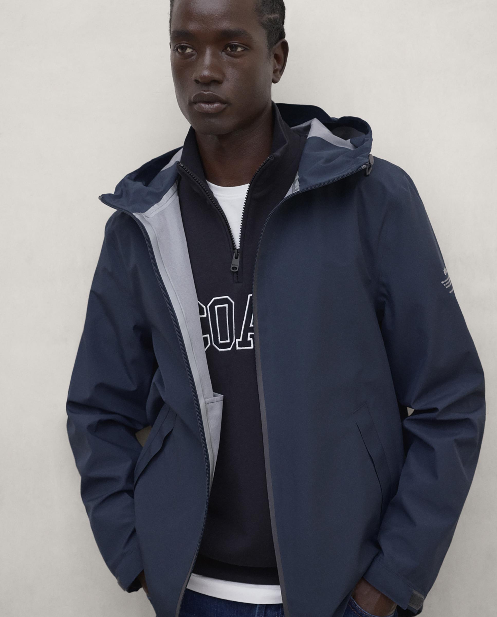 Chaqueta de hombre diluvio impermeable con capucha ajustable - Ecoalf - Azul Azul-4