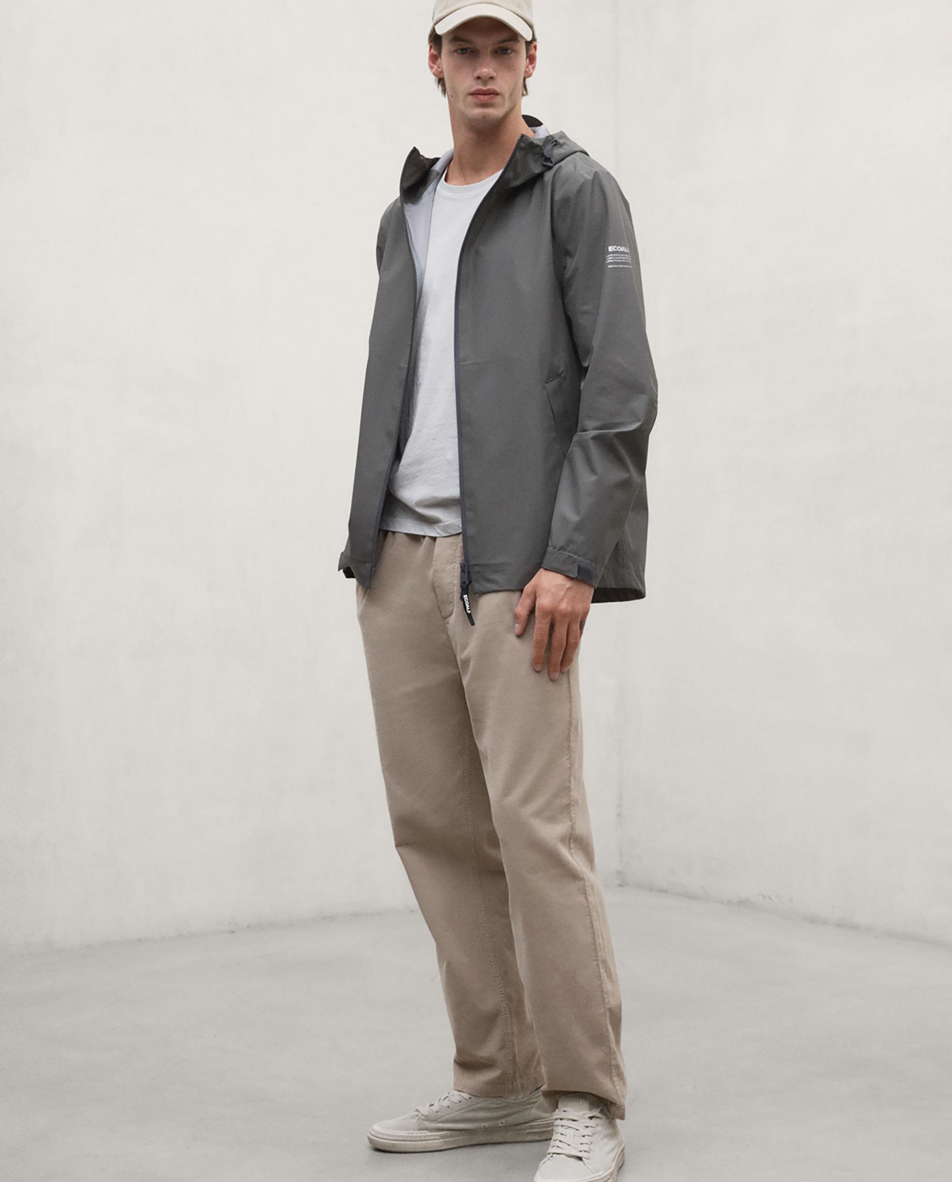 Chaqueta de hombre diluvio impermeable con capucha ajustable - Ecoalf - Kaki Kaki-1