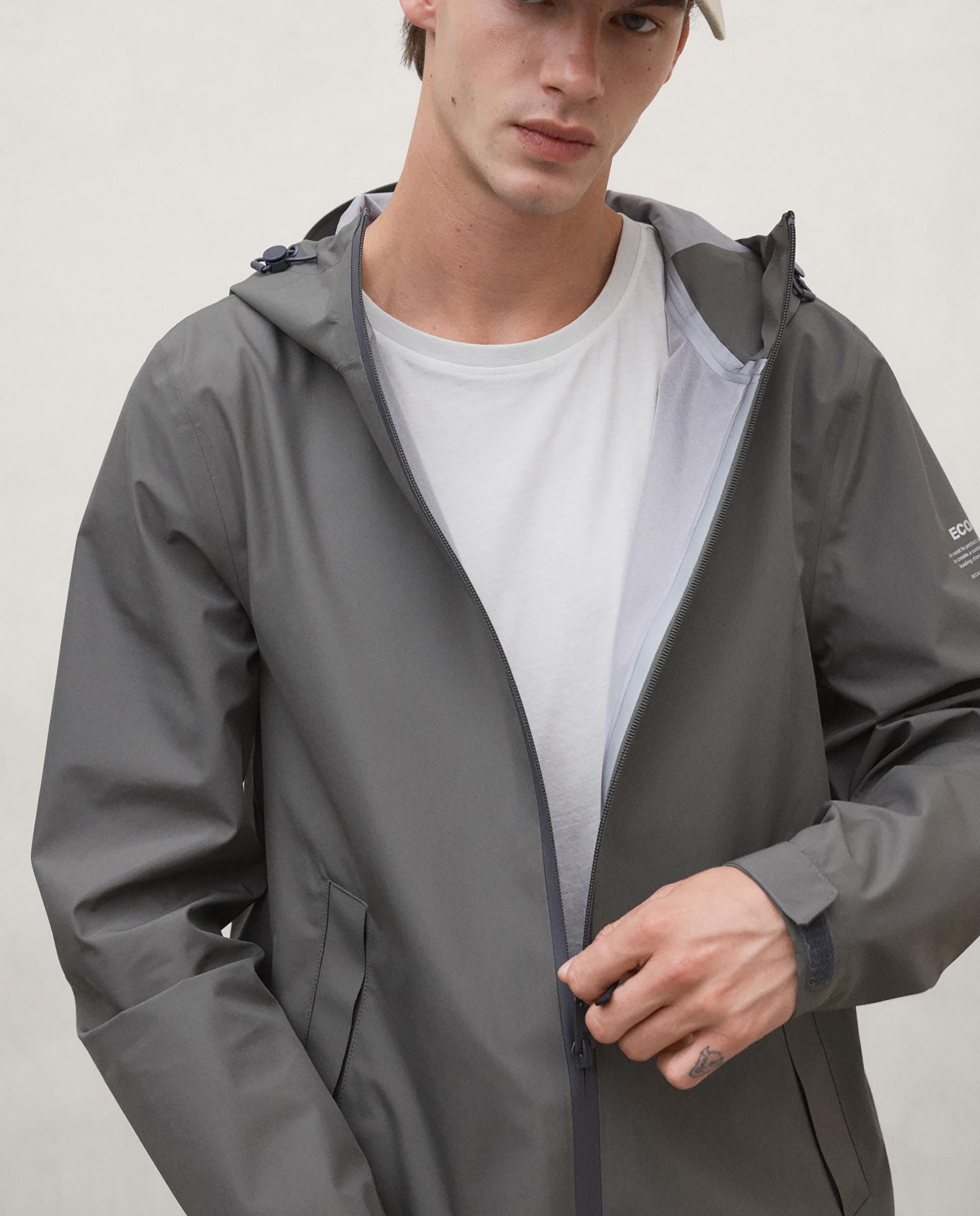 Chaqueta de hombre diluvio impermeable con capucha ajustable - Ecoalf - Kaki Kaki-3